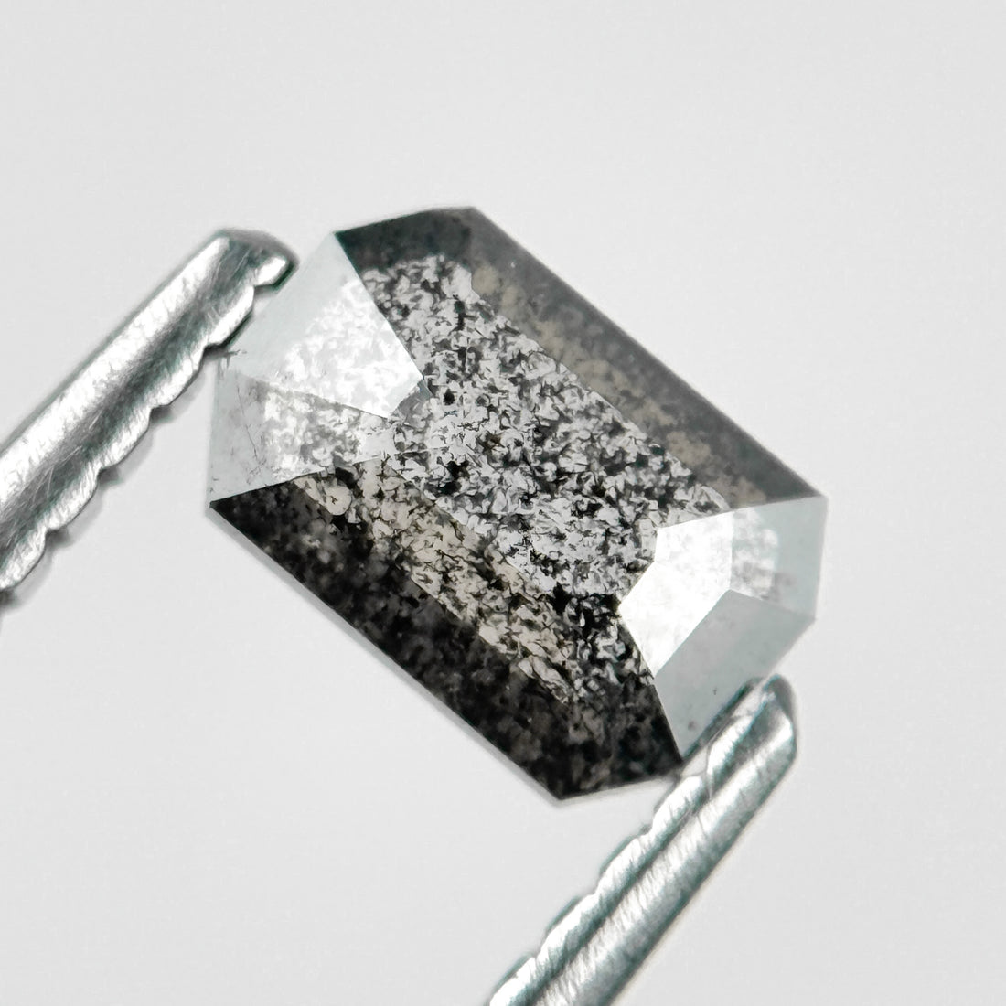 0.53 Ct Emerald Rose Cut Grey Natural Salt and Pepper Diamond