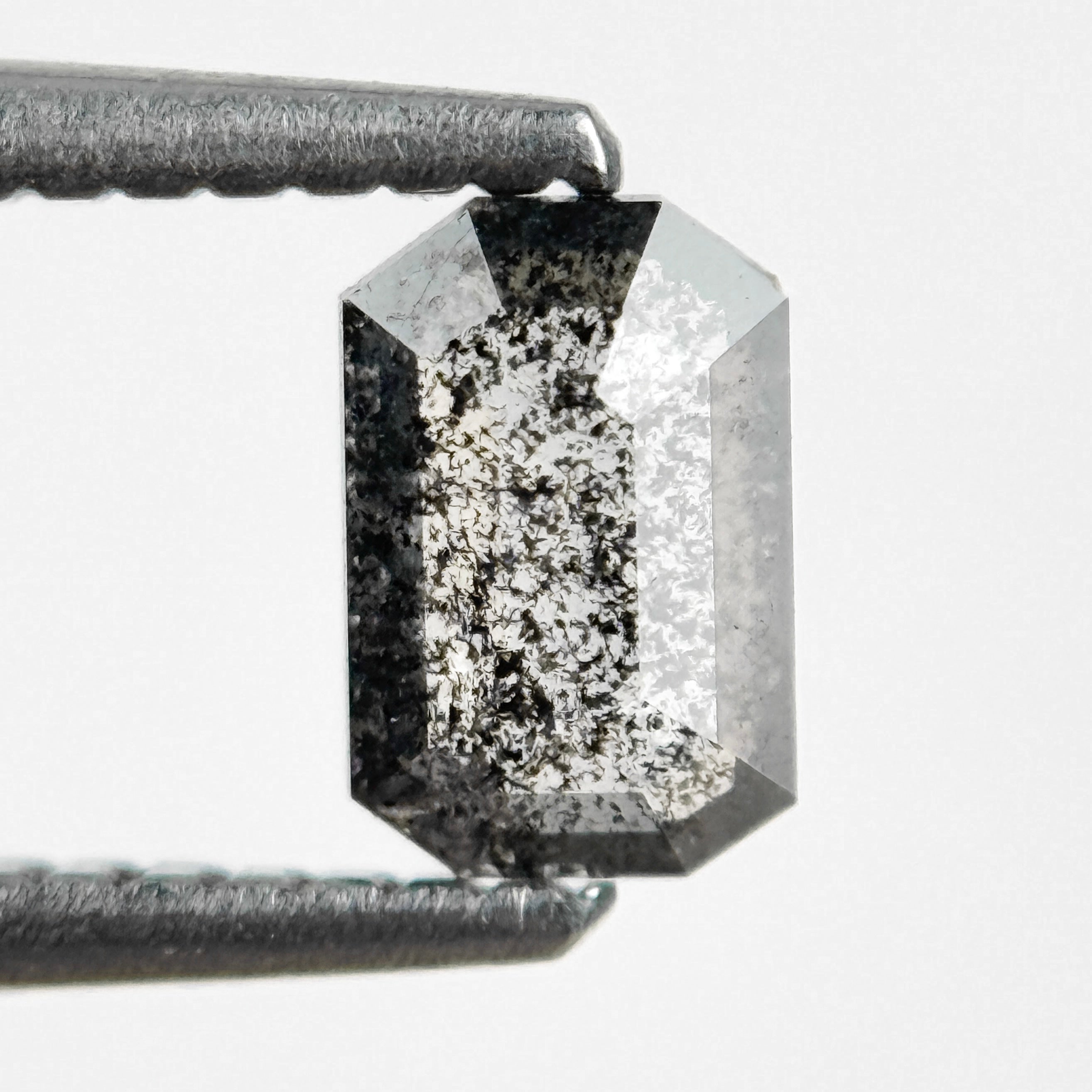 0.53 Ct Emerald Rose Cut Grey Natural Salt and Pepper Diamond