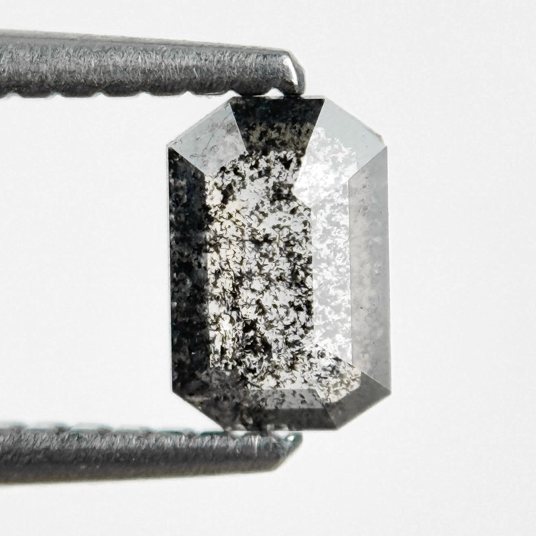 0.53 Ct Emerald Rose Cut Grey Natural Salt and Pepper Diamond