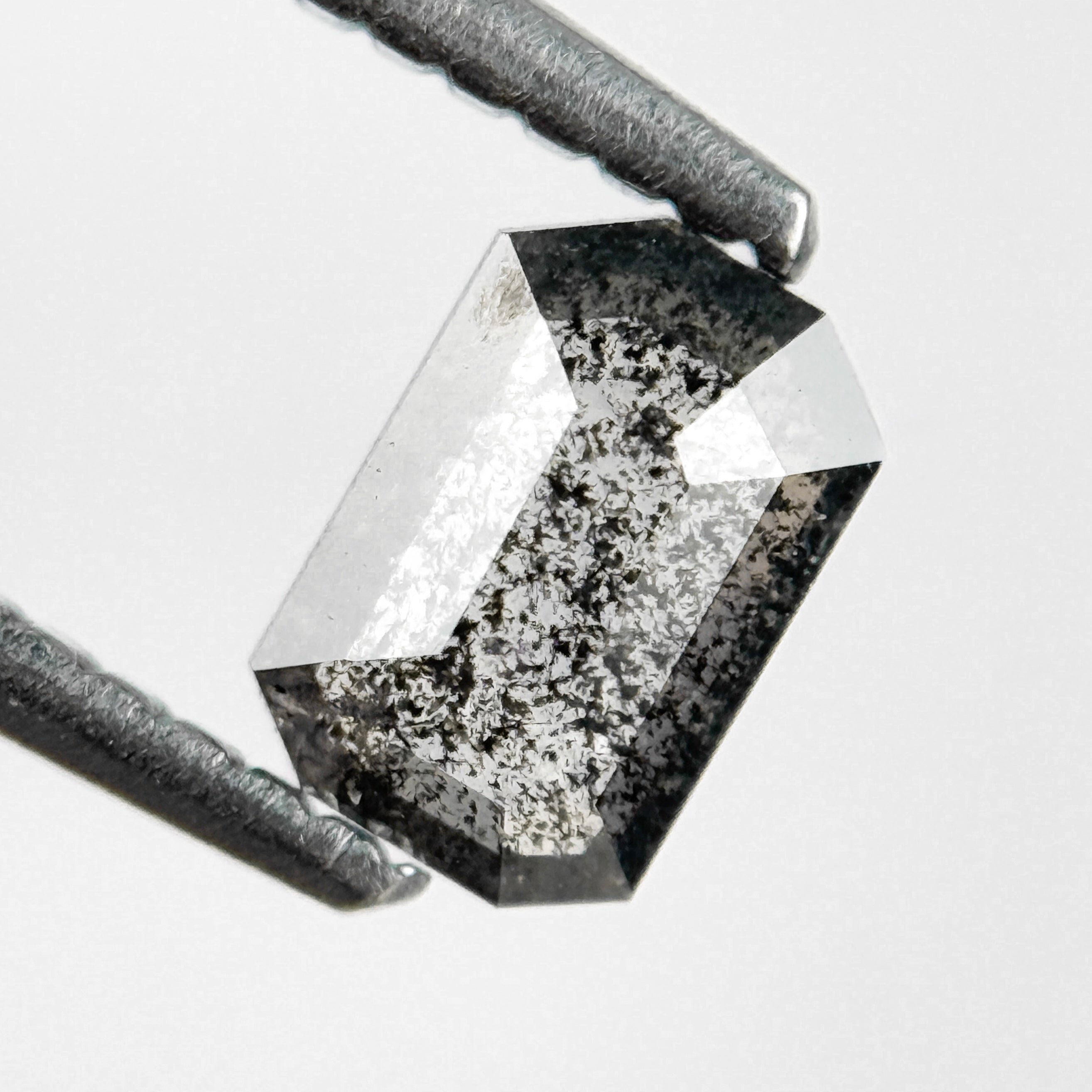 0.53 Ct Emerald Rose Cut Grey Natural Salt and Pepper Diamond