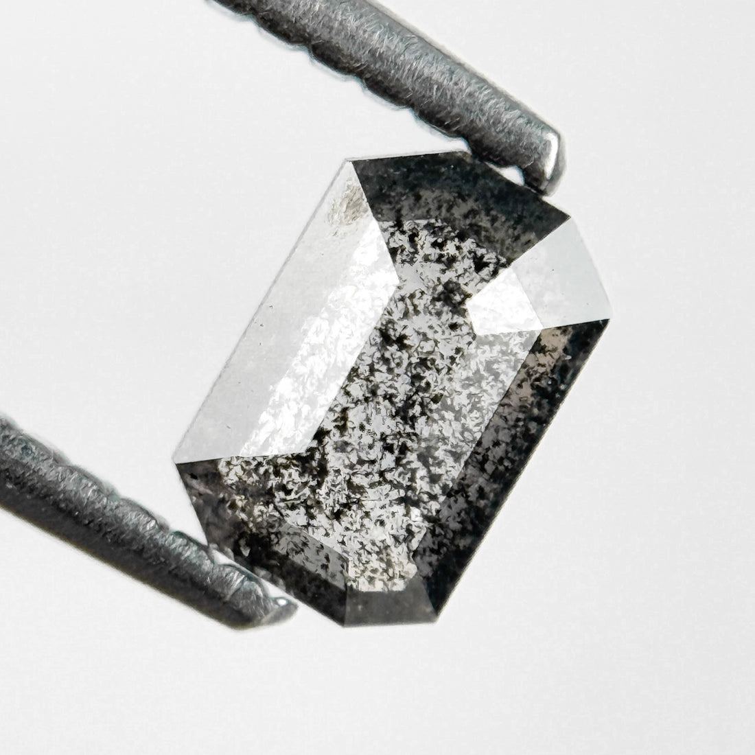 0.53 Ct Emerald Rose Cut Grey Natural Salt and Pepper Diamond