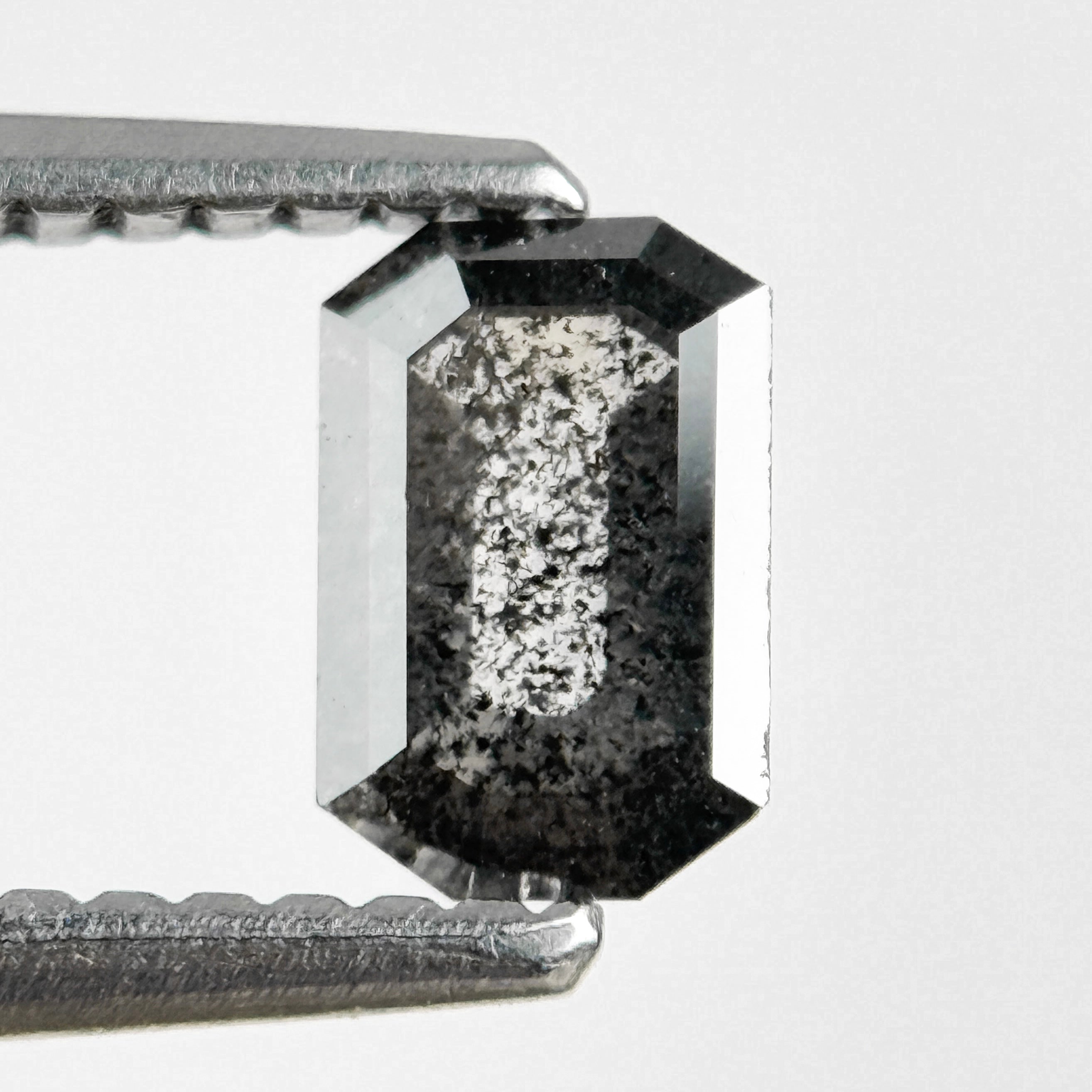0.53 Ct Emerald Rose Cut Grey Natural Salt and Pepper Diamond