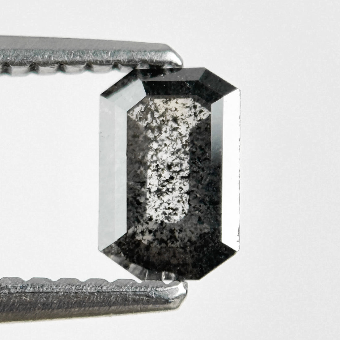 0.53 Ct Emerald Rose Cut Grey Natural Salt and Pepper Diamond