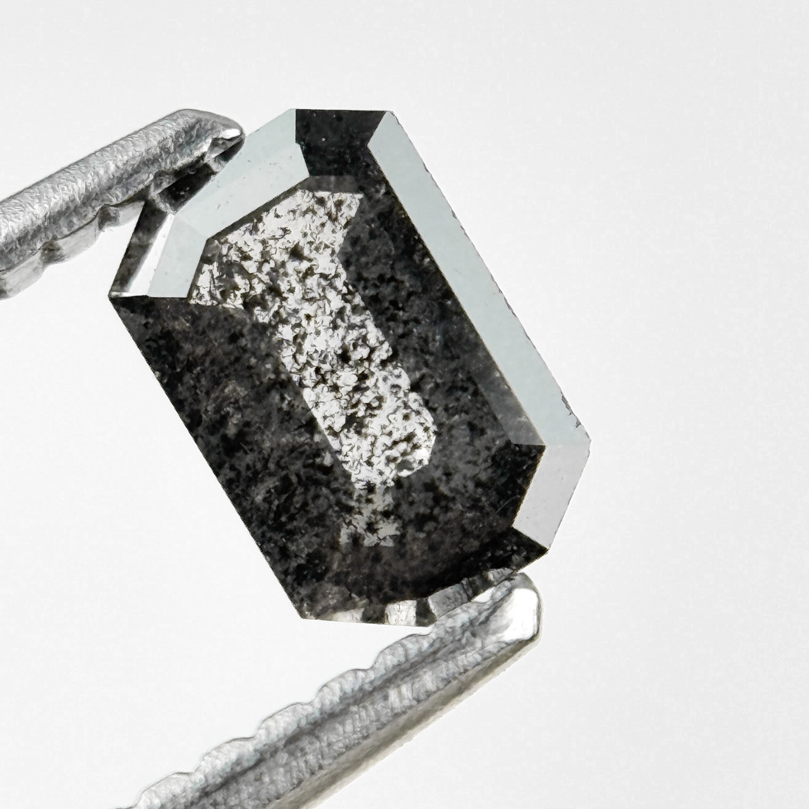 0.53 Ct Emerald Rose Cut Grey Natural Salt and Pepper Diamond