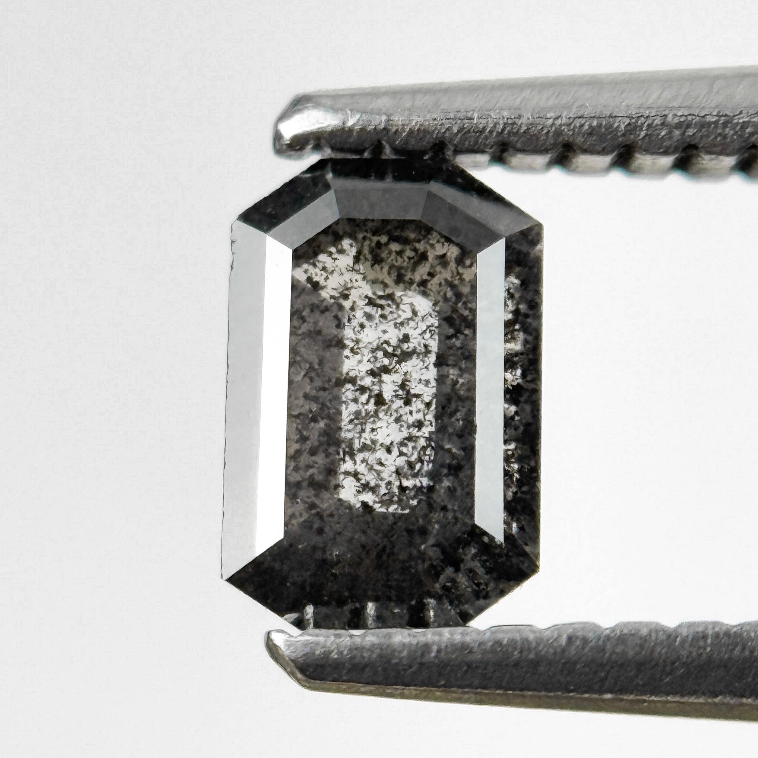 0.53 Ct Emerald Rose Cut Grey Natural Salt and Pepper Diamond