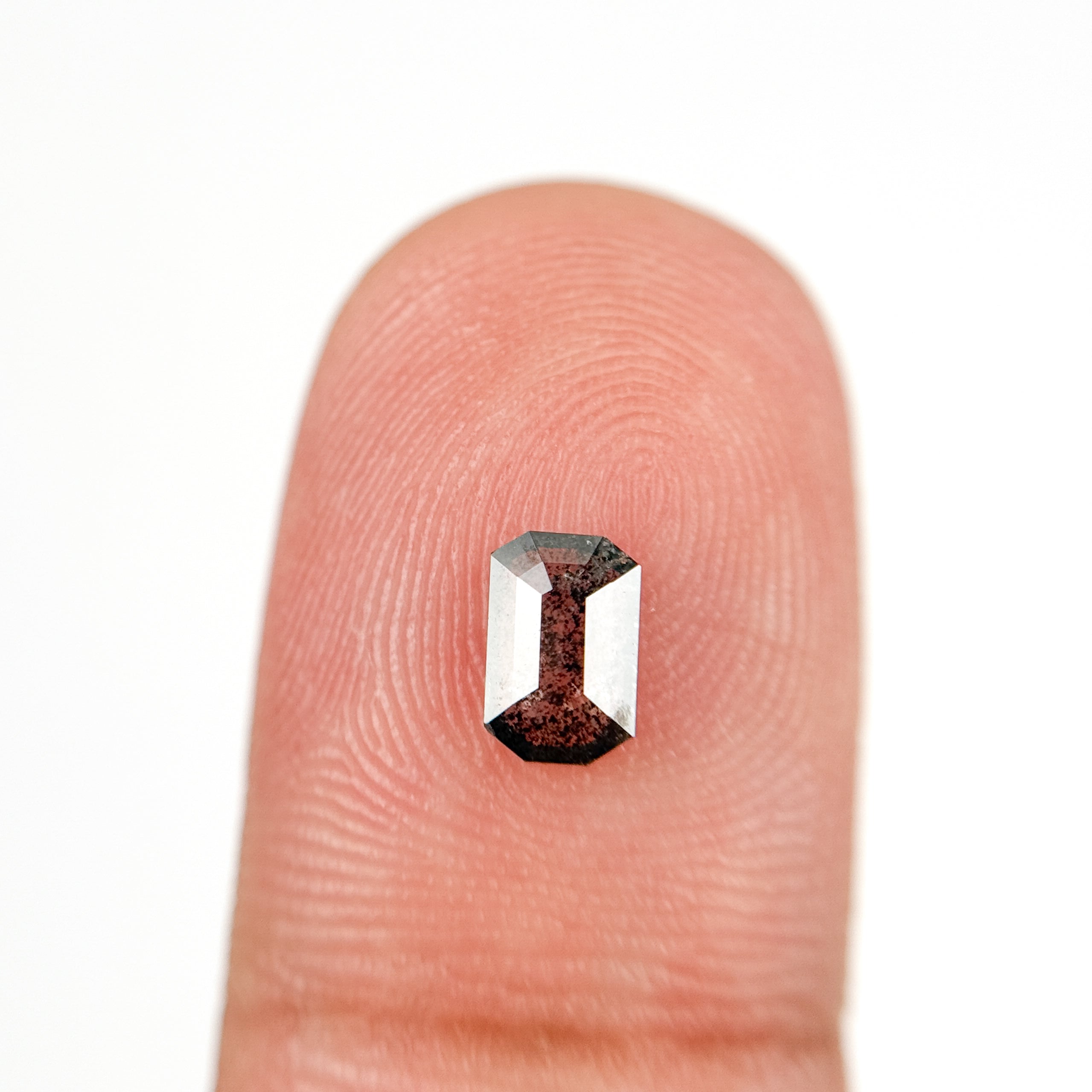 0.53 Ct Emerald Rose Cut Grey Natural Salt and Pepper Diamond