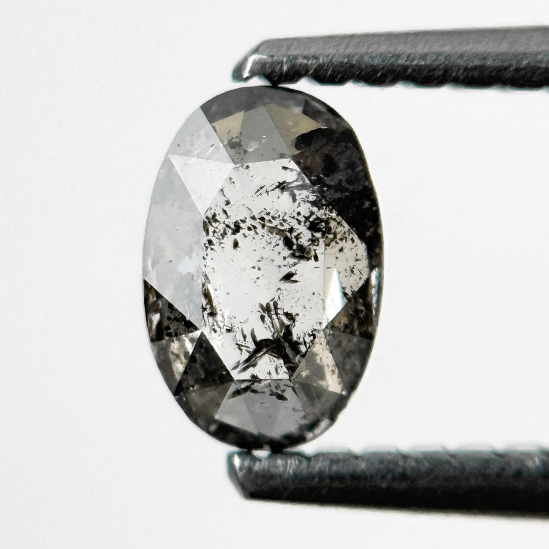 0.43 Ct Oval Rose Cut Grey Natural Salt and Pepper Diamond