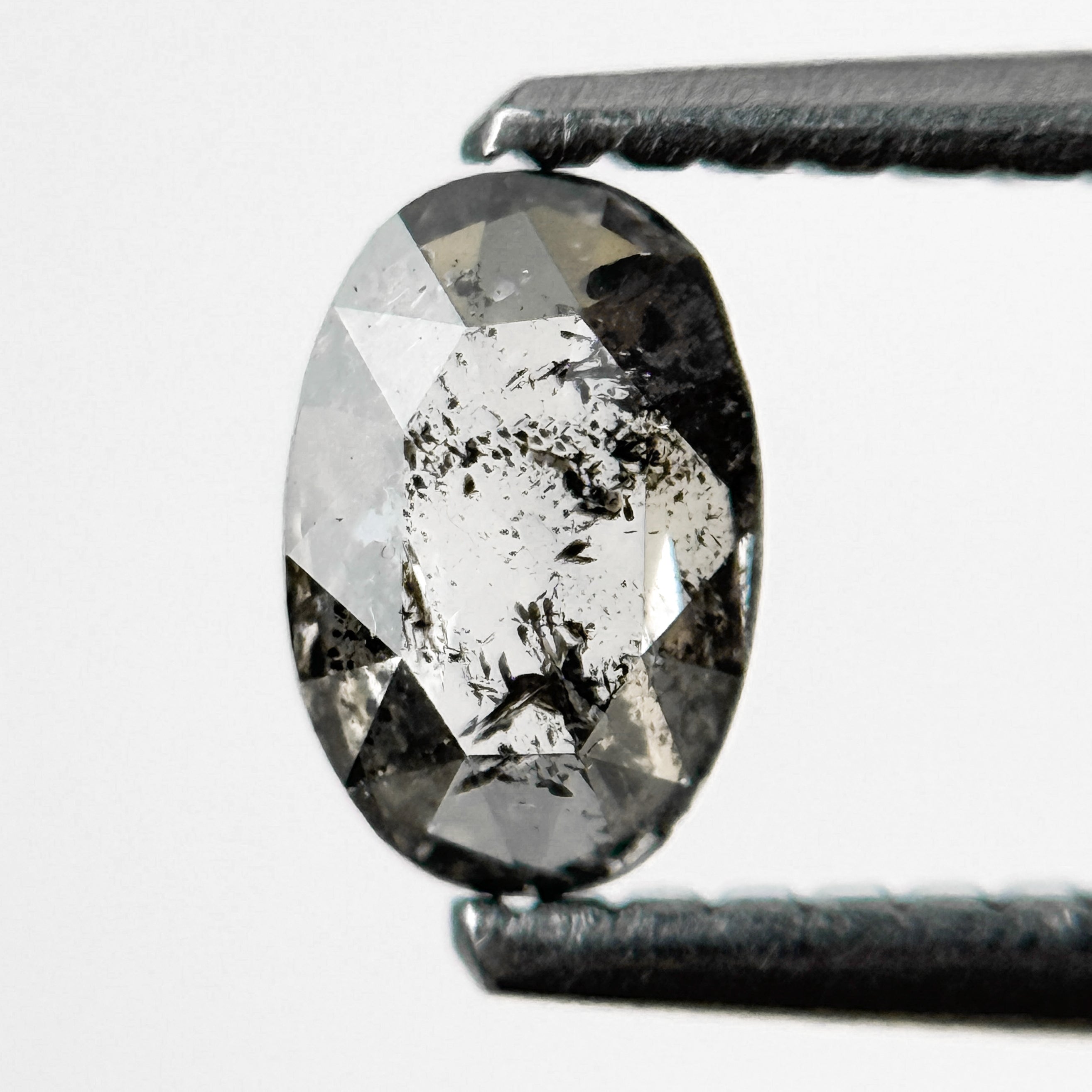 0.43 Ct Oval Rose Cut Grey Natural Salt and Pepper Diamond