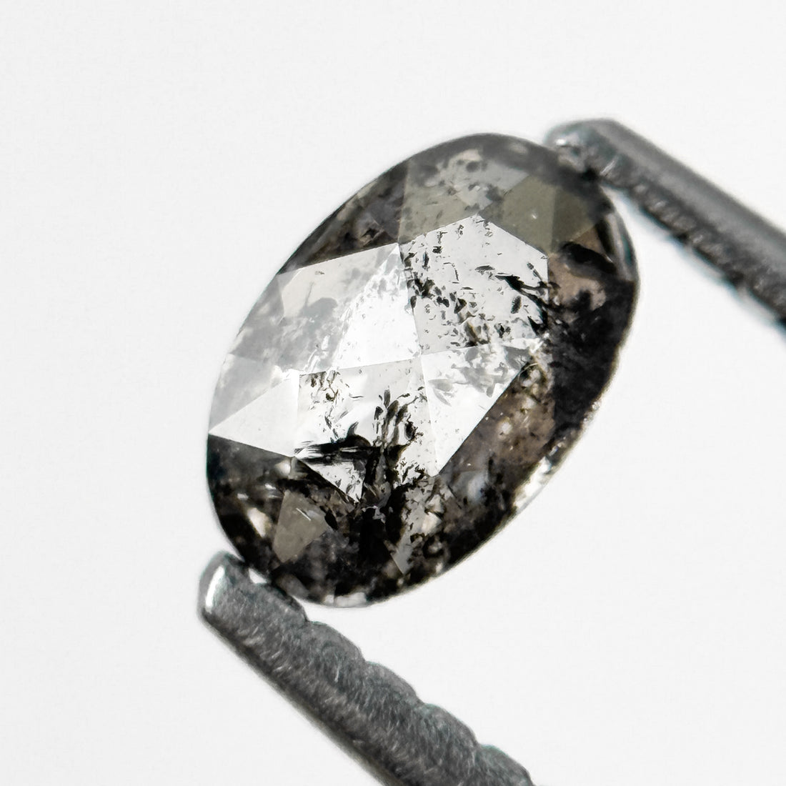 0.43 Ct Oval Rose Cut Grey Natural Salt and Pepper Diamond