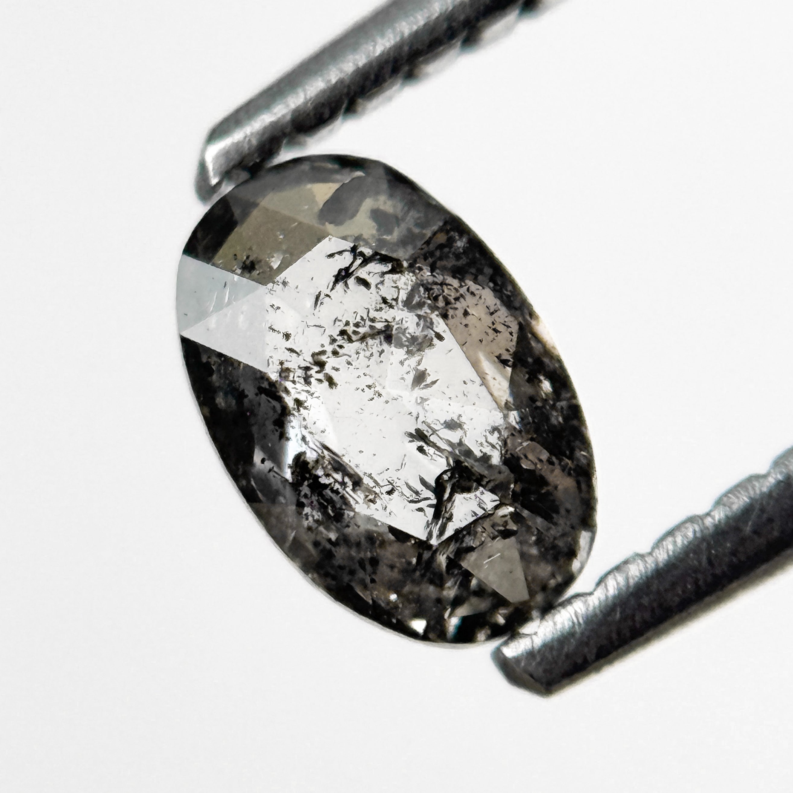 0.43 Ct Oval Rose Cut Grey Natural Salt and Pepper Diamond