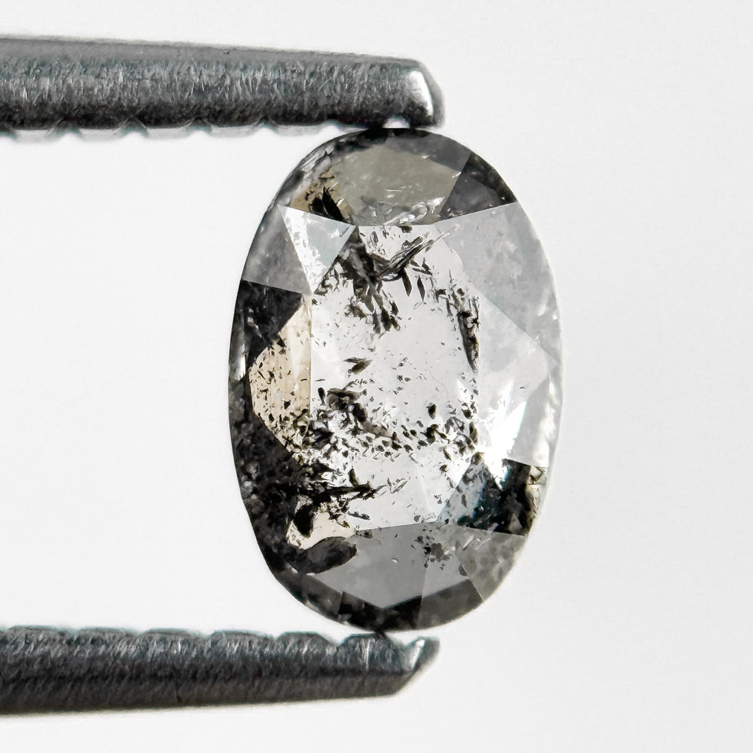 0.43 Ct Oval Rose Cut Grey Natural Salt and Pepper Diamond