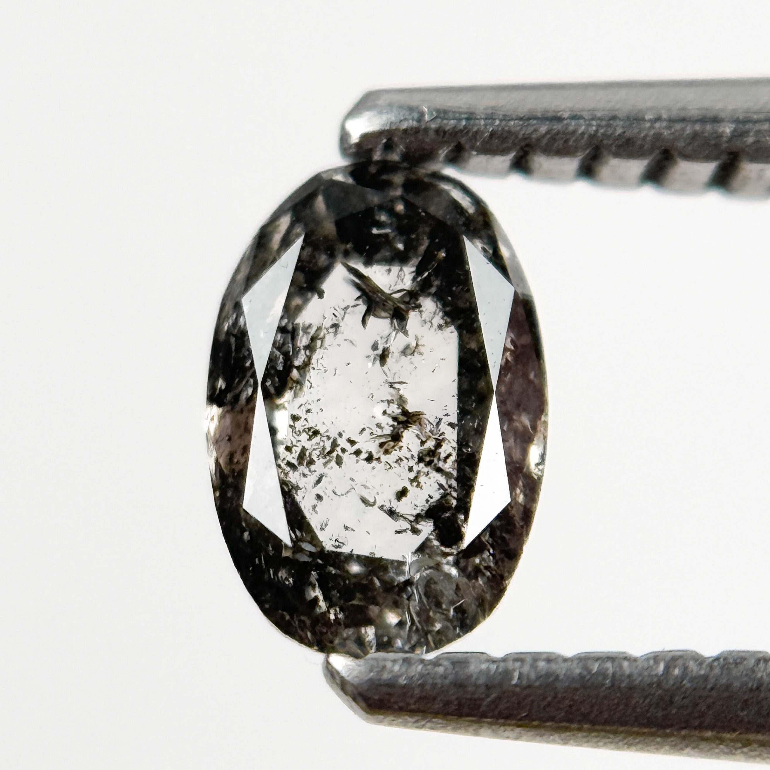 0.43 Ct Oval Rose Cut Grey Natural Salt and Pepper Diamond