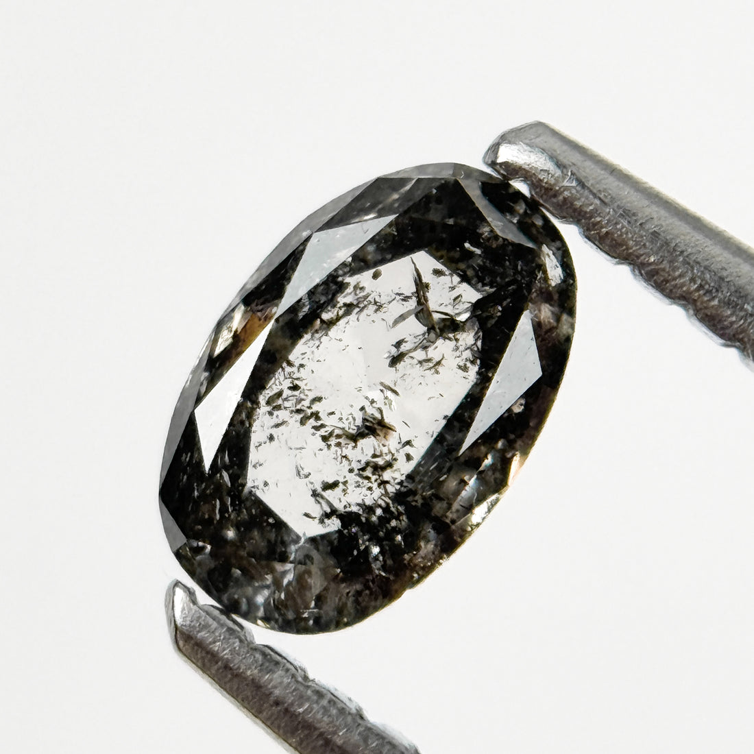 0.43 Ct Oval Rose Cut Grey Natural Salt and Pepper Diamond