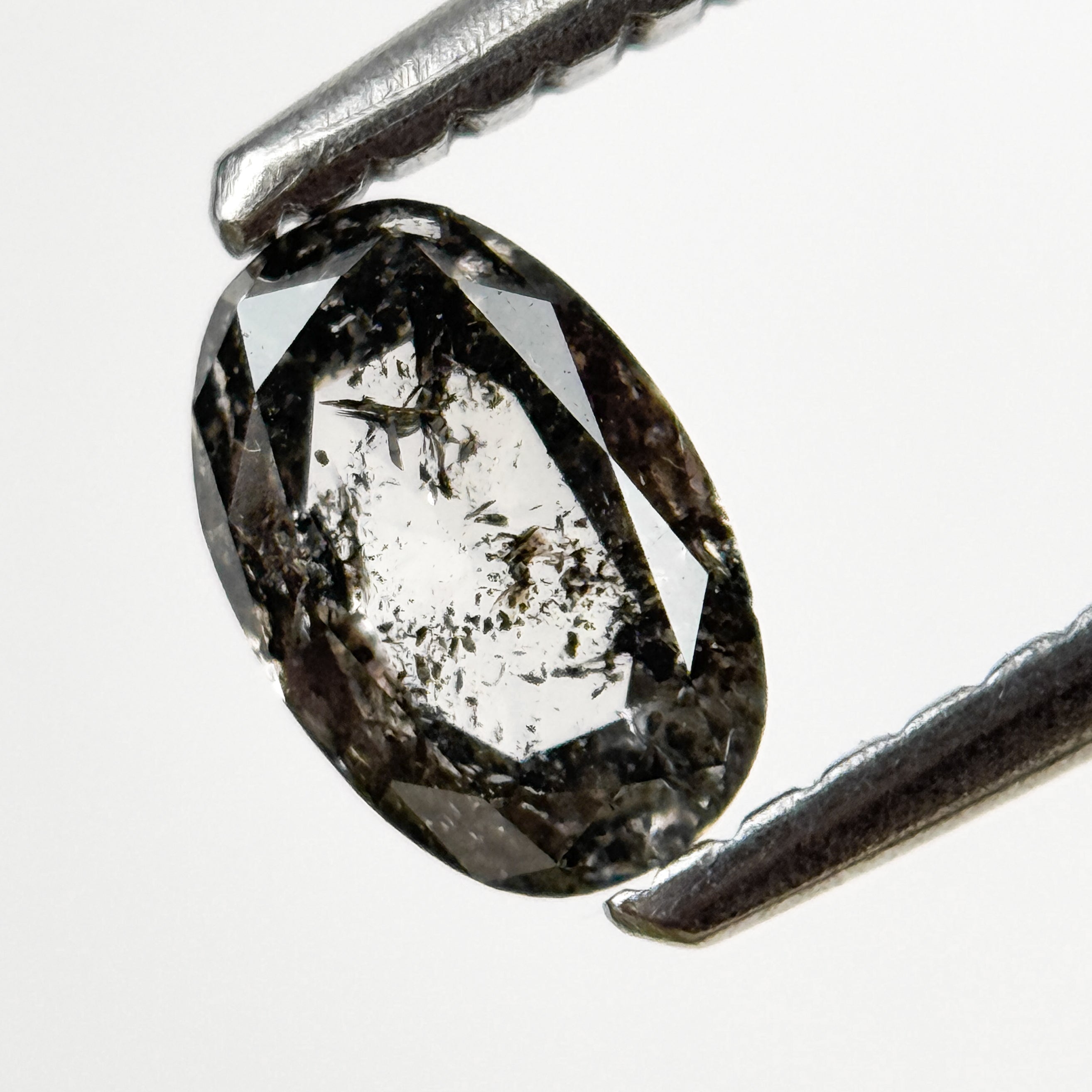 0.43 Ct Oval Rose Cut Grey Natural Salt and Pepper Diamond