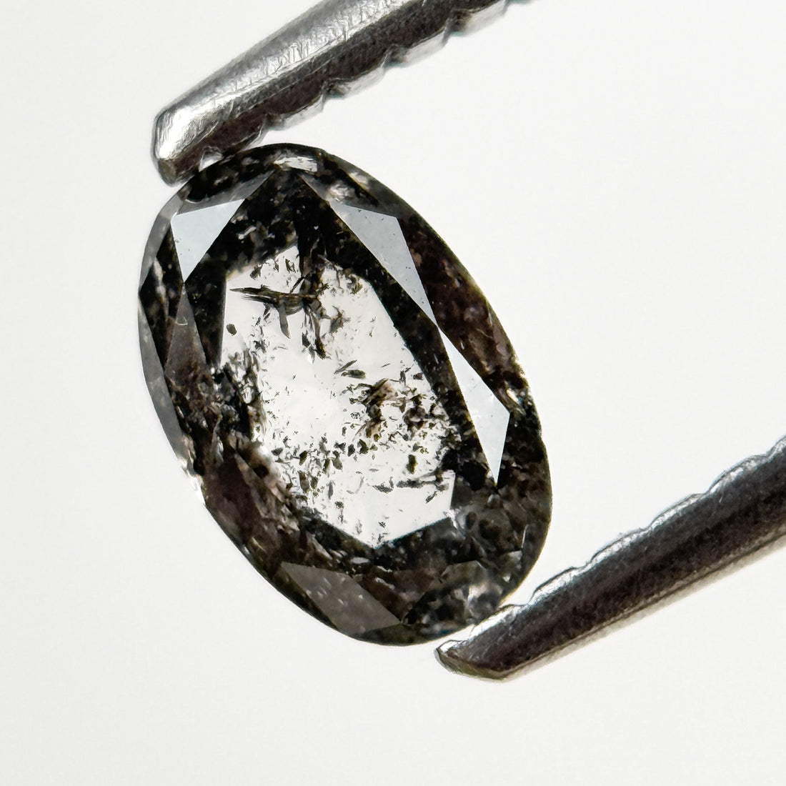 0.43 Ct Oval Rose Cut Grey Natural Salt and Pepper Diamond
