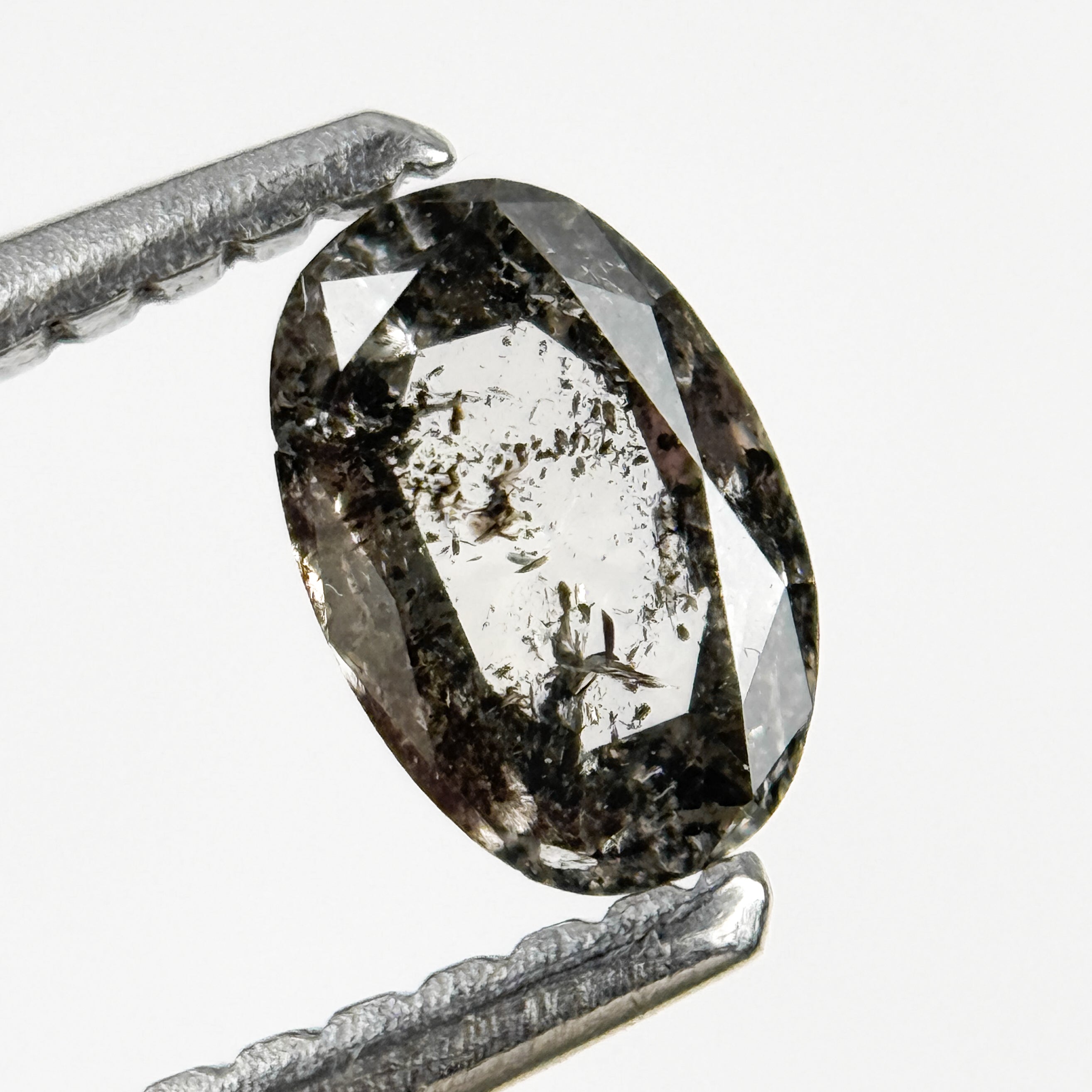 0.43 Ct Oval Rose Cut Grey Natural Salt and Pepper Diamond
