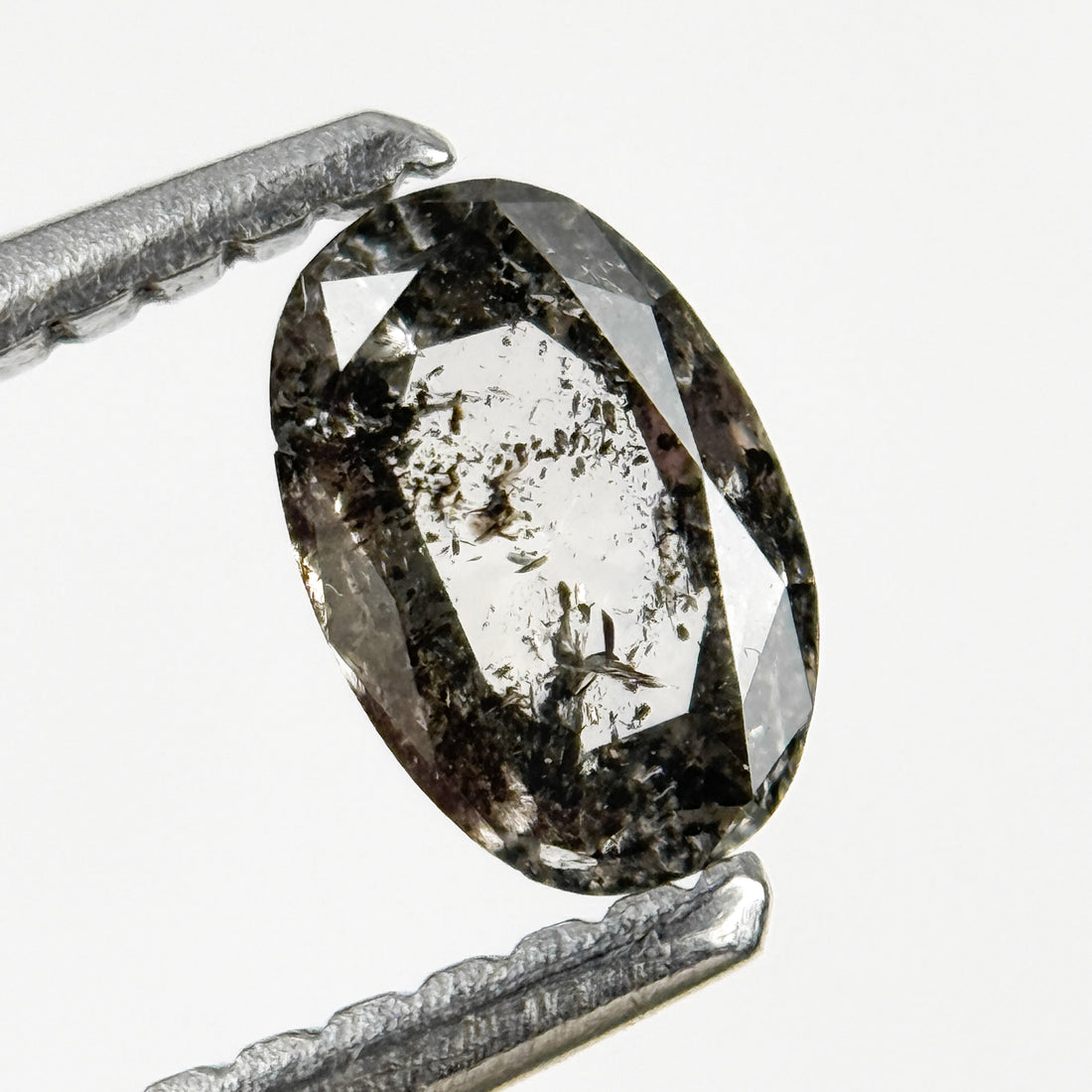 0.43 Ct Oval Rose Cut Grey Natural Salt and Pepper Diamond