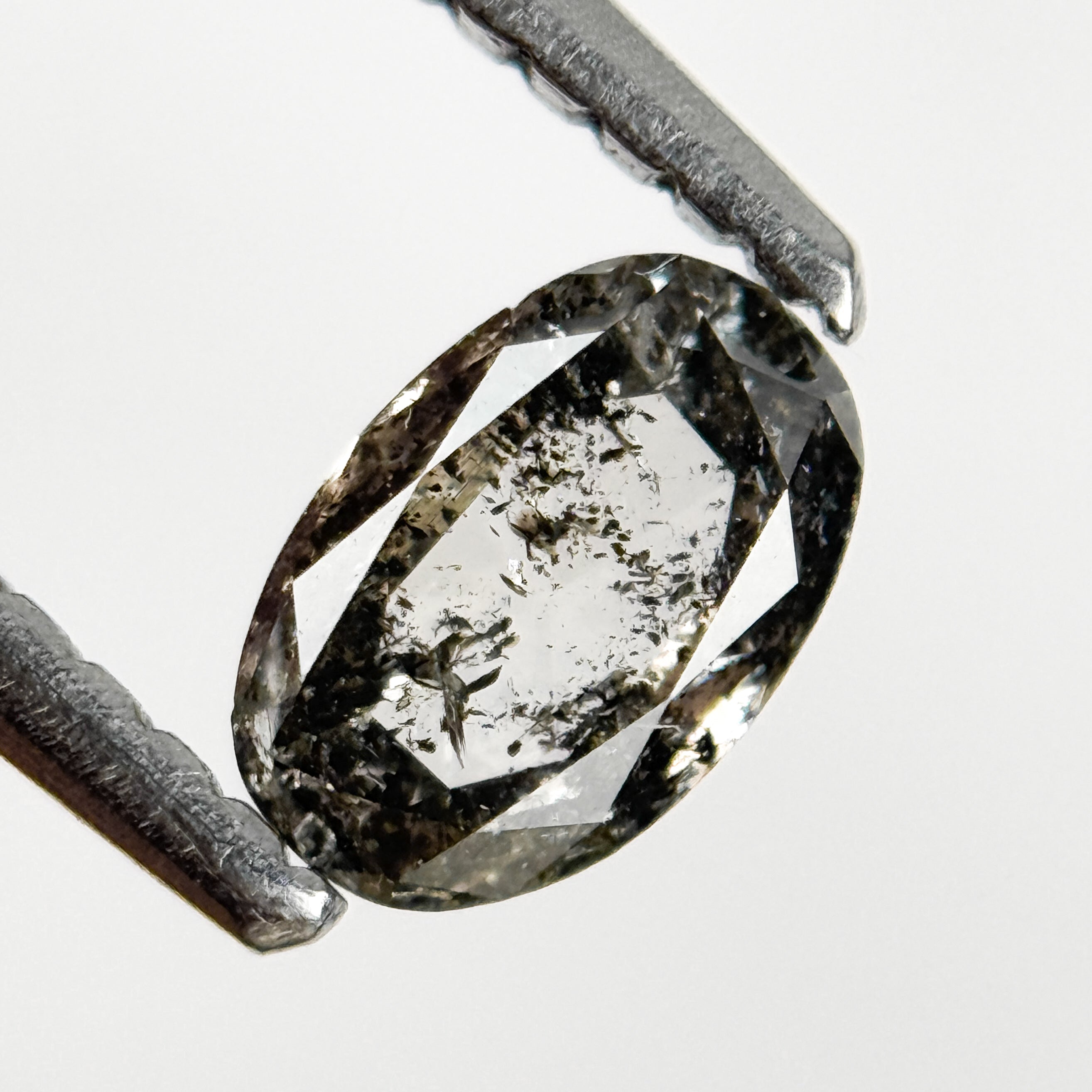 0.43 Ct Oval Rose Cut Grey Natural Salt and Pepper Diamond