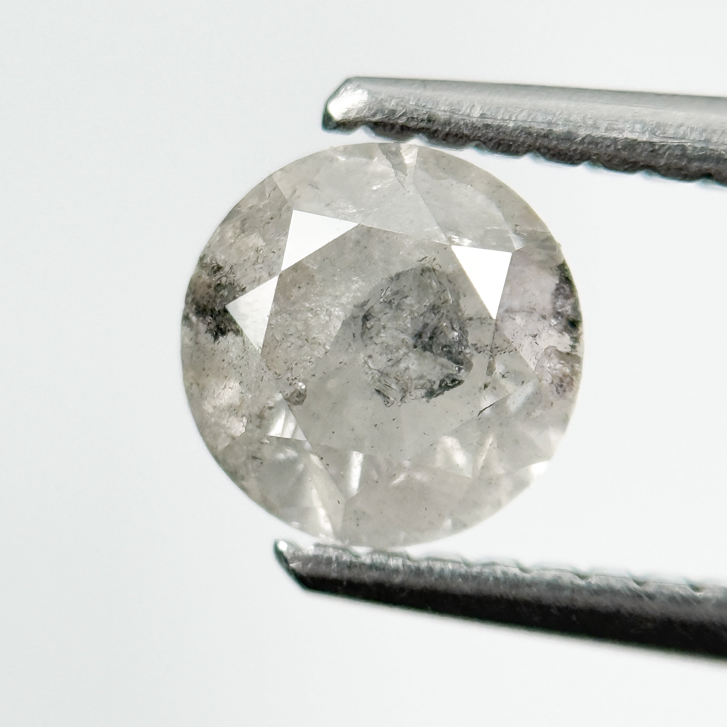 0.90 Ct Round Brilliant Cut Grey Natural Salt and Pepper Diamond