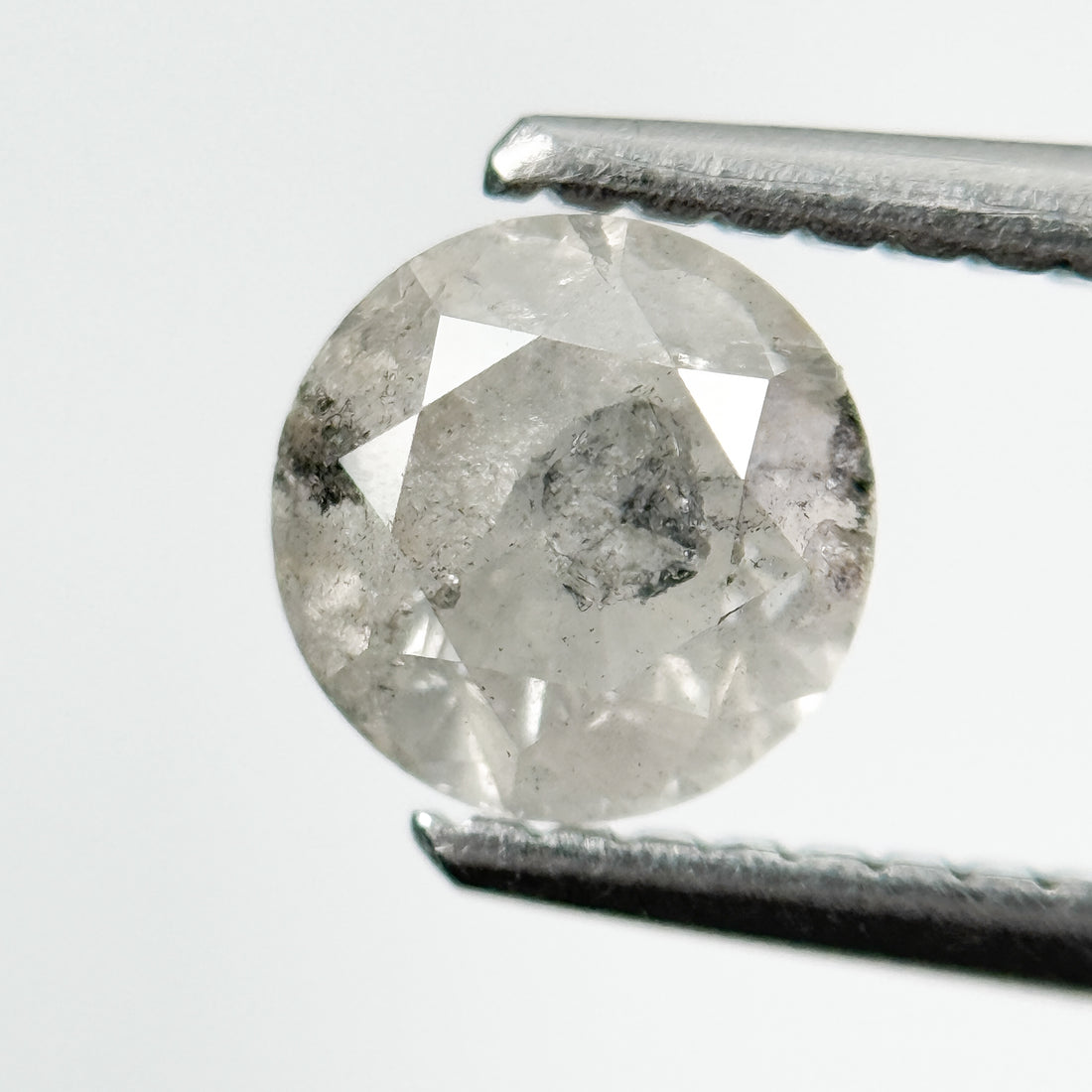 0.90 Ct Round Brilliant Cut Grey Natural Salt and Pepper Diamond