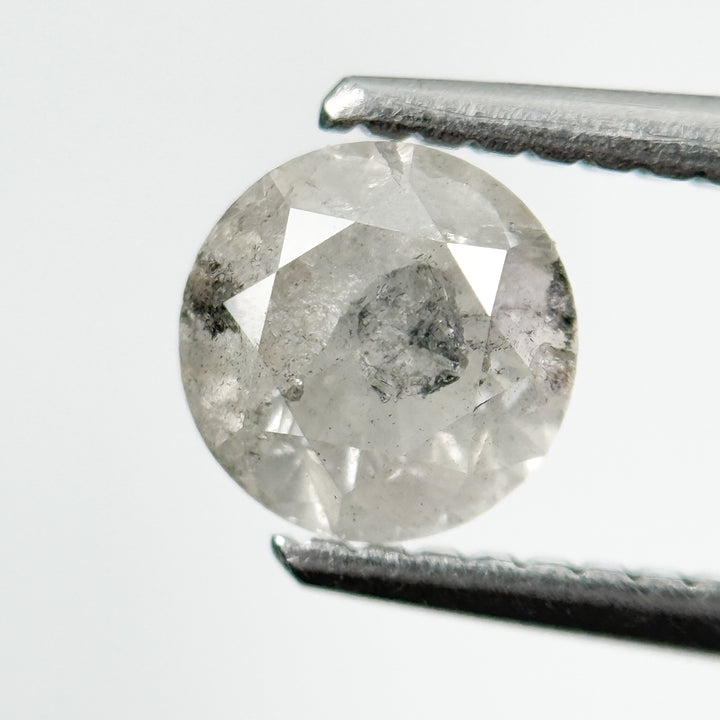 0.90 Ct Round Brilliant Cut Grey Natural Salt and Pepper Diamond