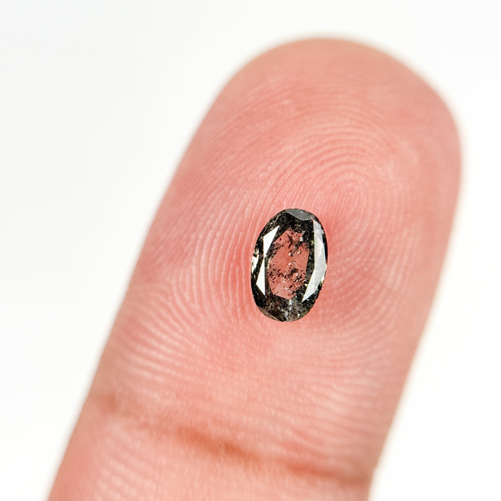 0.43 Ct Oval Rose Cut Grey Natural Salt and Pepper Diamond