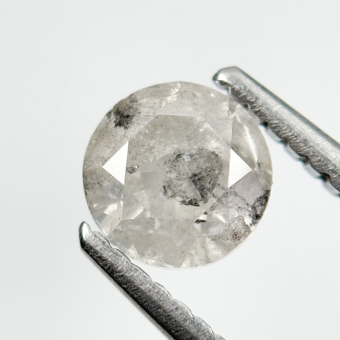0.90 Ct Round Brilliant Cut Grey Natural Salt and Pepper Diamond
