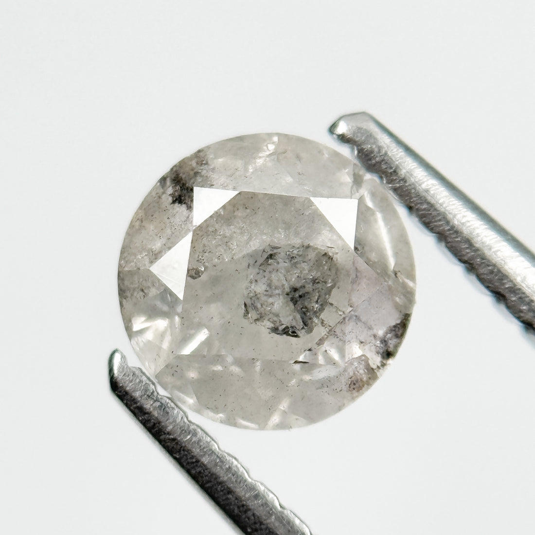 0.90 Ct Round Brilliant Cut Grey Natural Salt and Pepper Diamond