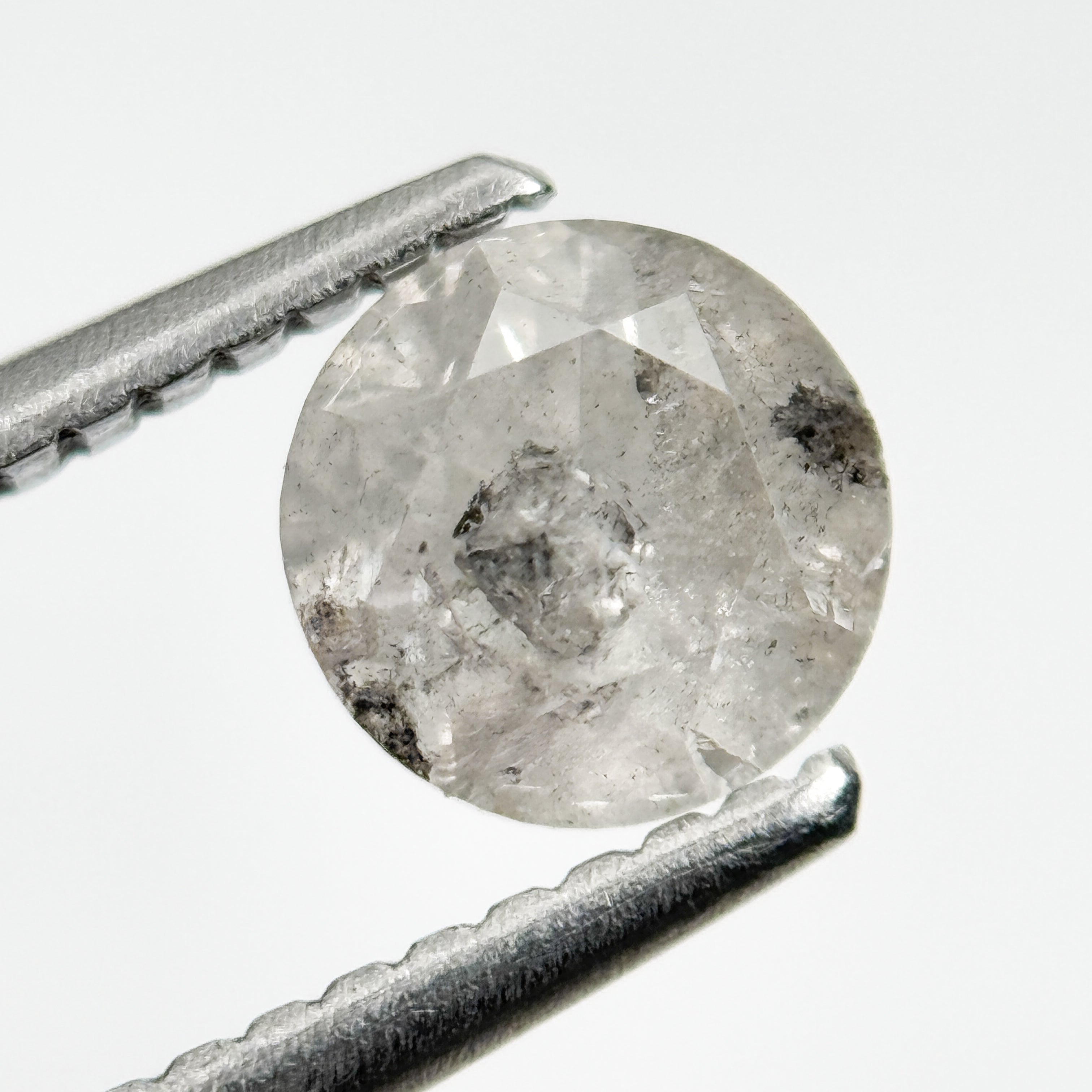 0.90 Ct Round Brilliant Cut Grey Natural Salt and Pepper Diamond