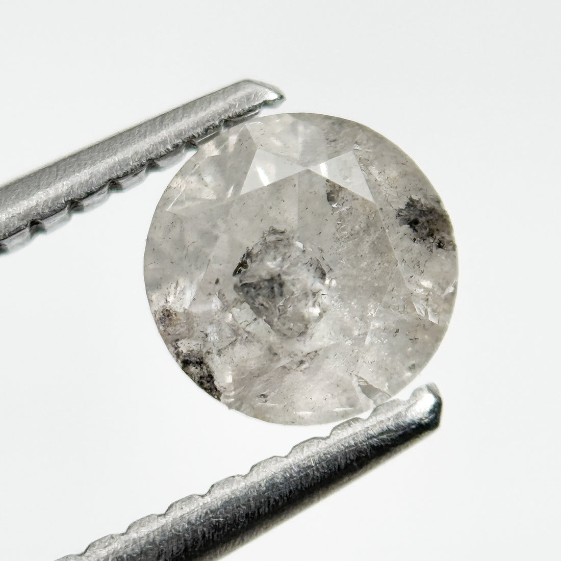 0.90 Ct Round Brilliant Cut Grey Natural Salt and Pepper Diamond