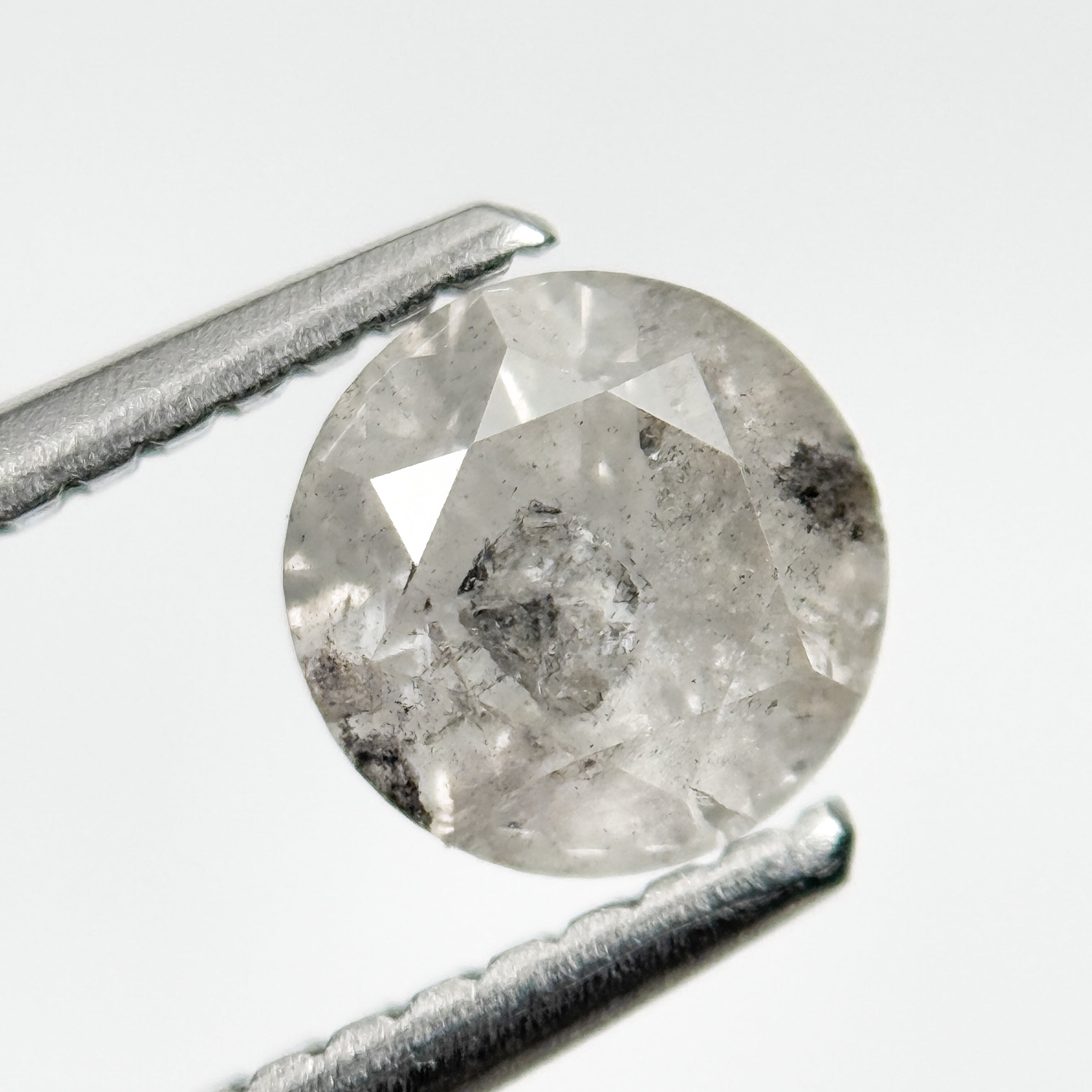 0.90 Ct Round Brilliant Cut Grey Natural Salt and Pepper Diamond