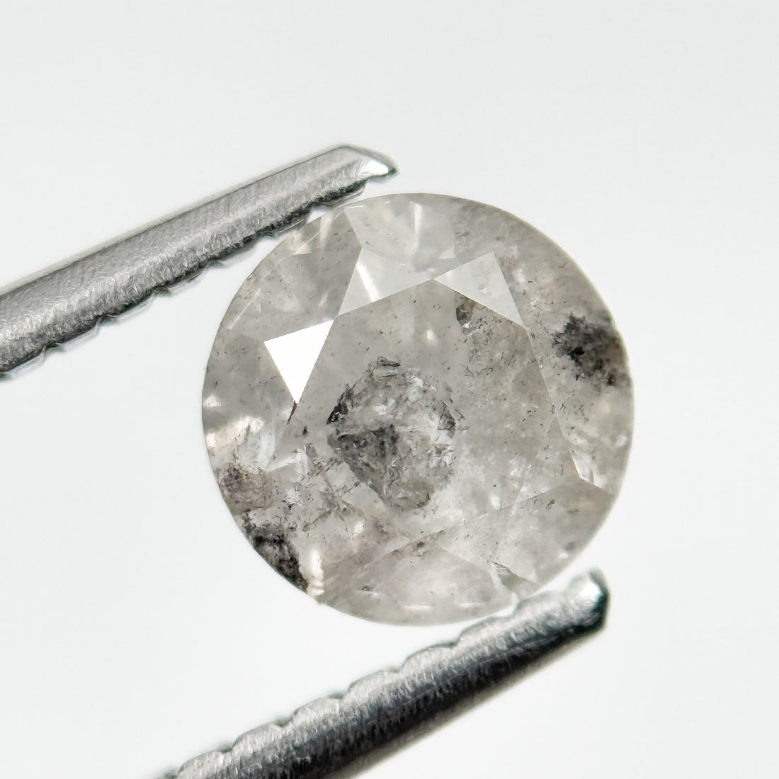 0.90 Ct Round Brilliant Cut Grey Natural Salt and Pepper Diamond