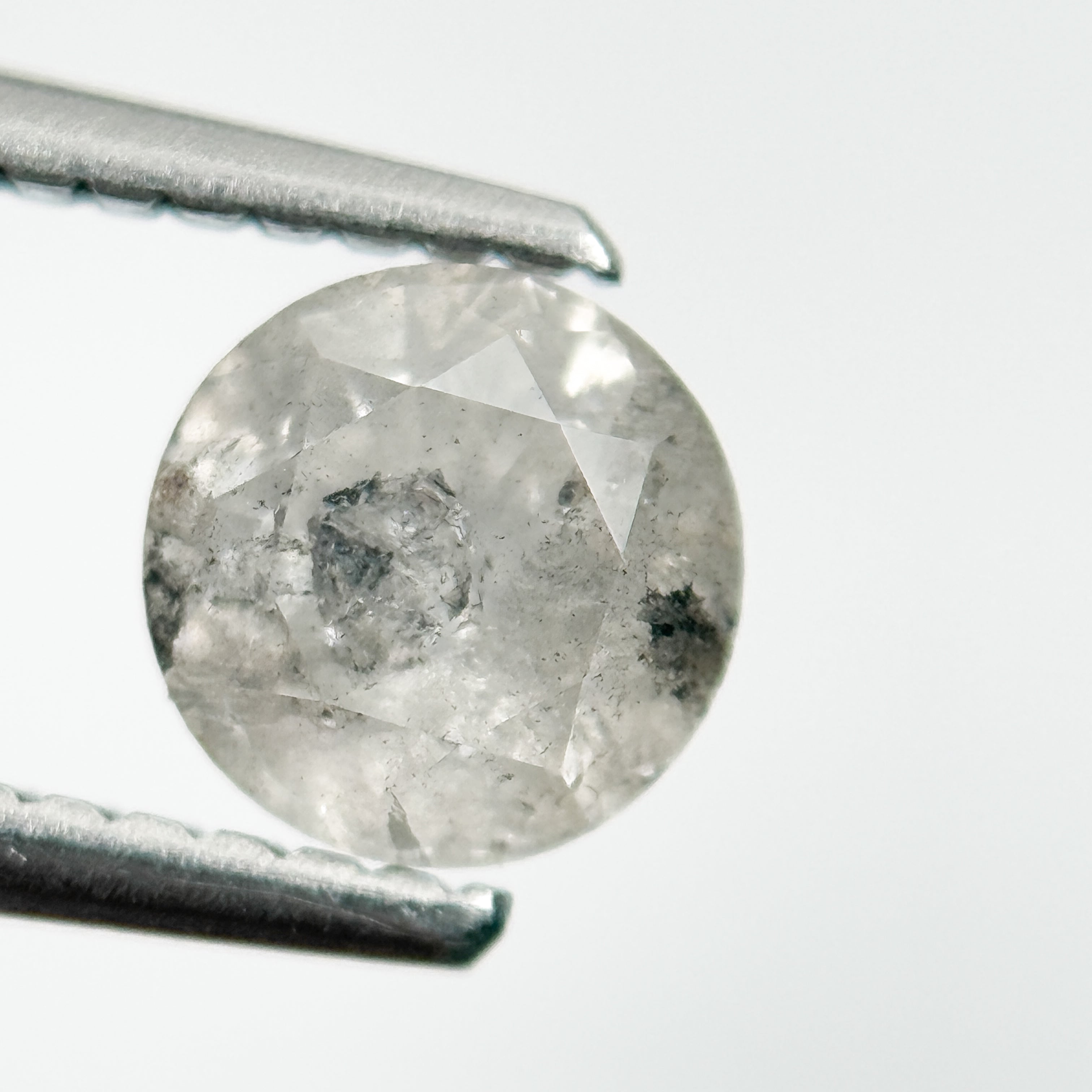 0.90 Ct Round Brilliant Cut Grey Natural Salt and Pepper Diamond