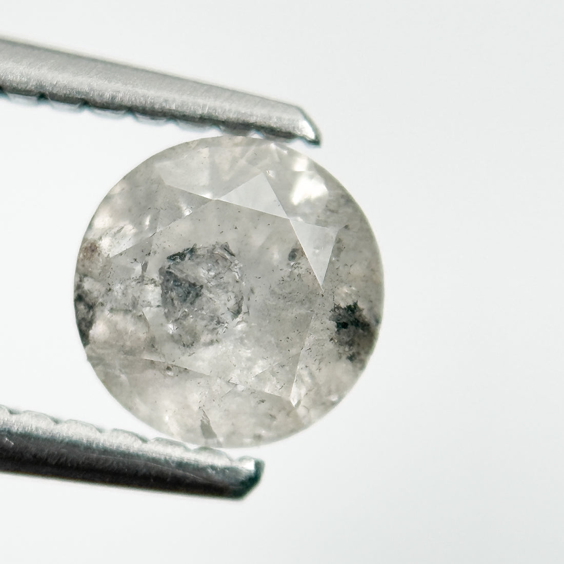 0.90 Ct Round Brilliant Cut Grey Natural Salt and Pepper Diamond