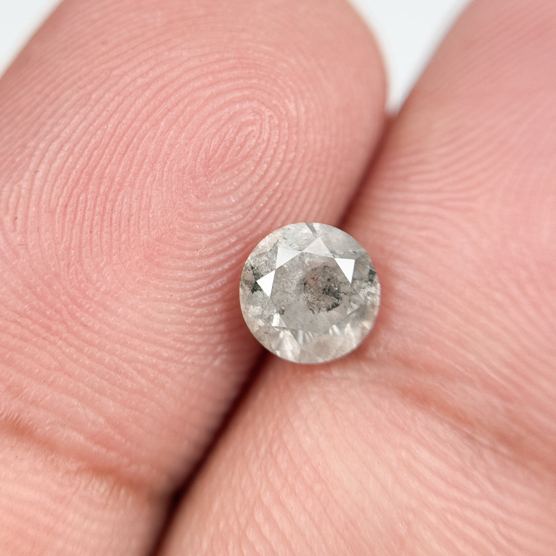 0.90 Ct Round Brilliant Cut Grey Natural Salt and Pepper Diamond