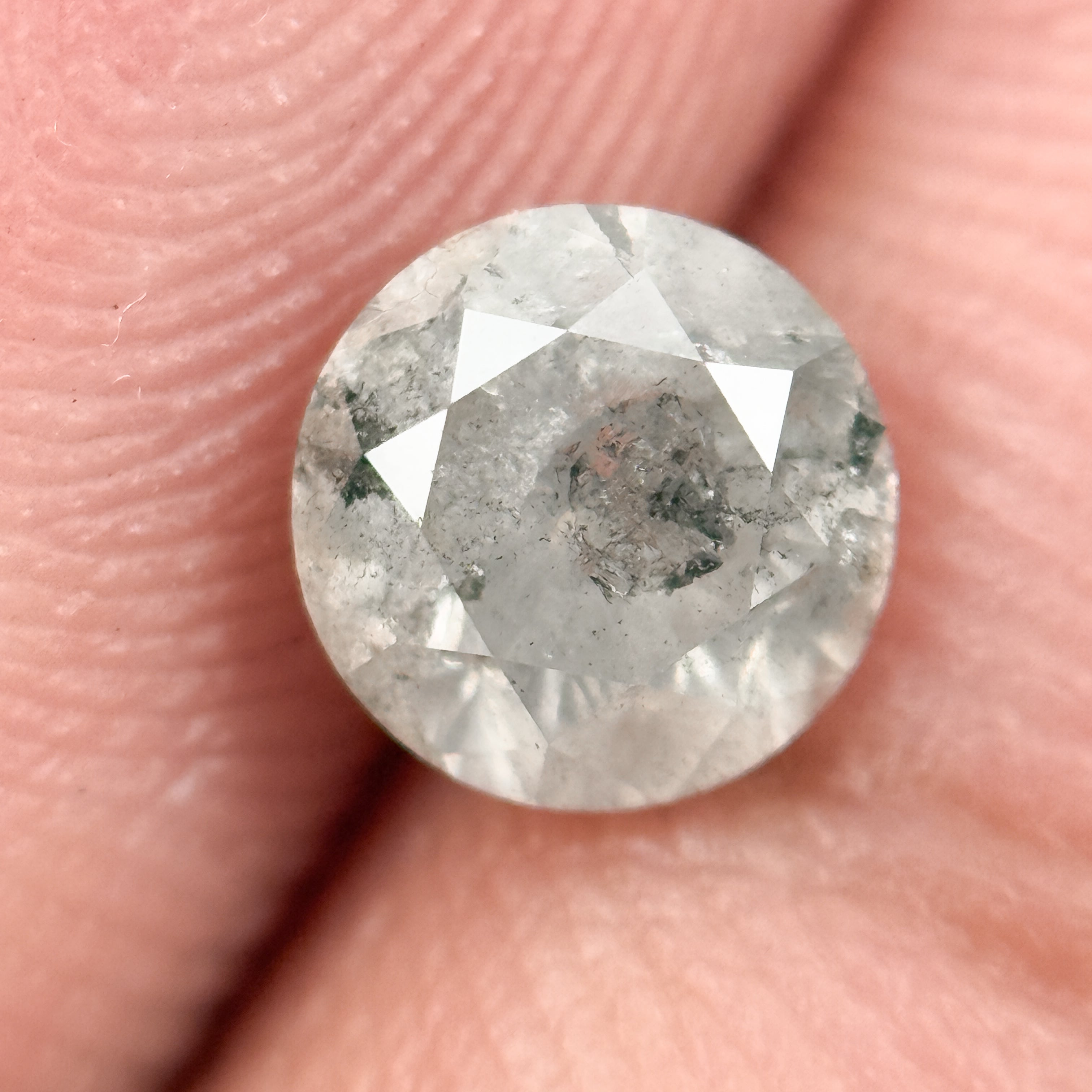 0.90 Ct Round Brilliant Cut Grey Natural Salt and Pepper Diamond
