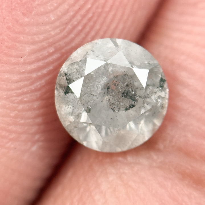0.90 Ct Round Brilliant Cut Grey Natural Salt and Pepper Diamond