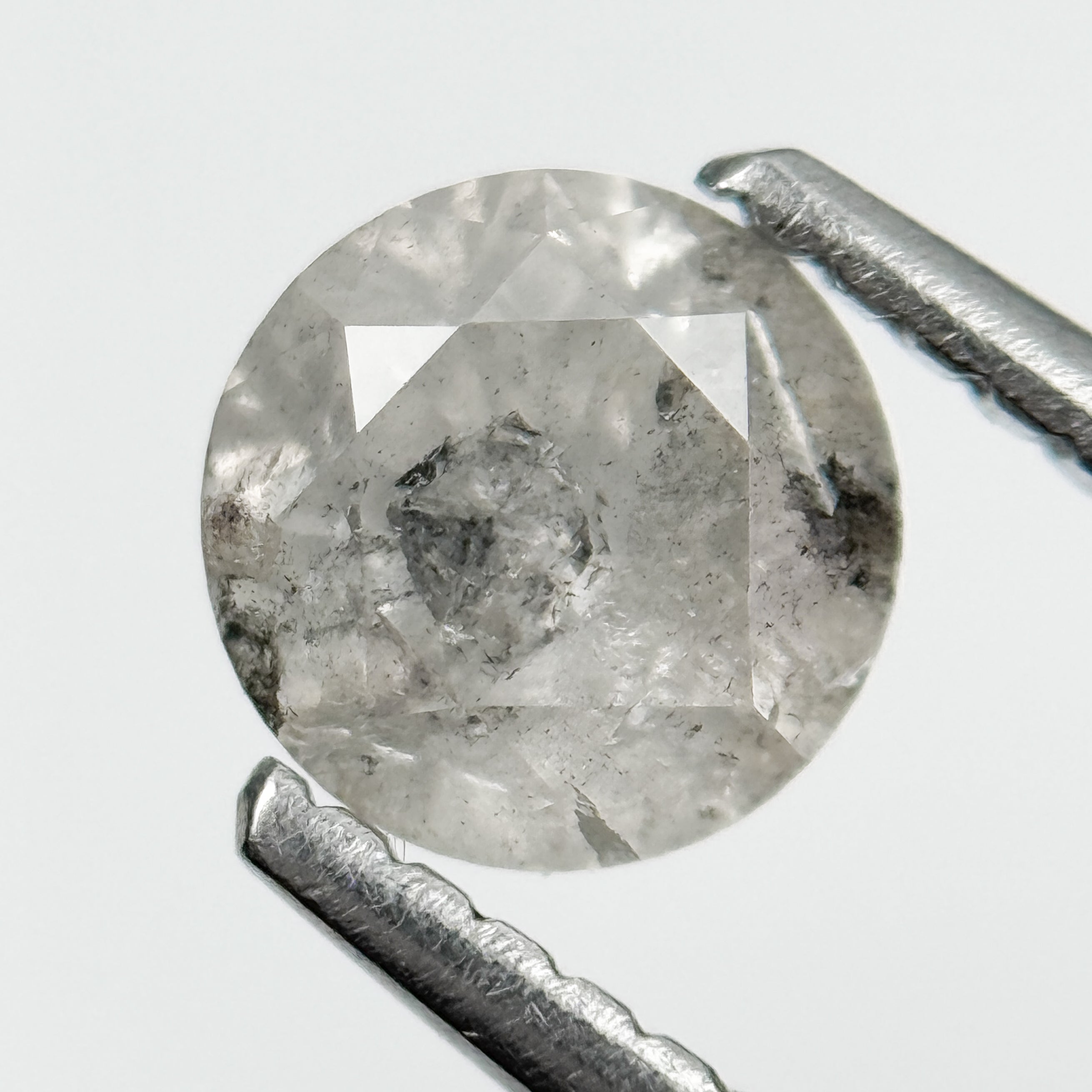 0.90 Ct Round Brilliant Cut Grey Natural Salt and Pepper Diamond