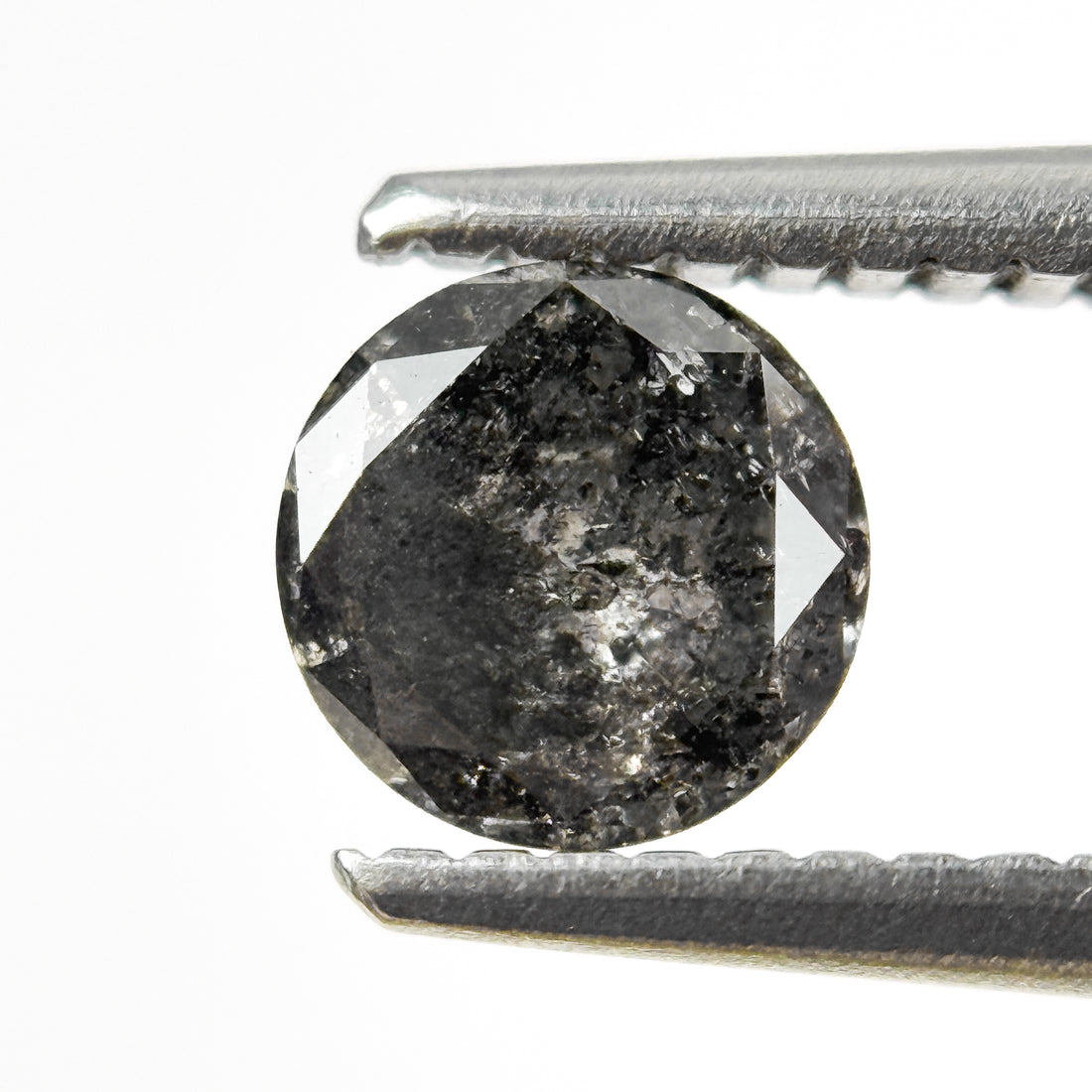0.57 Ct Round Brilliant Cut Grey Natural Galaxy Diamond
