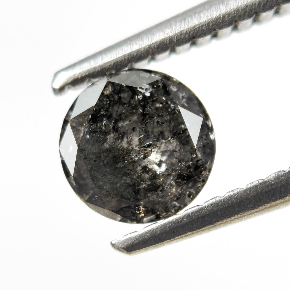 0.57 Ct Round Brilliant Cut Grey Natural Galaxy Diamond
