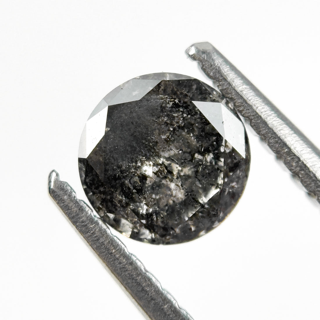 0.57 Ct Round Brilliant Cut Grey Natural Galaxy Diamond