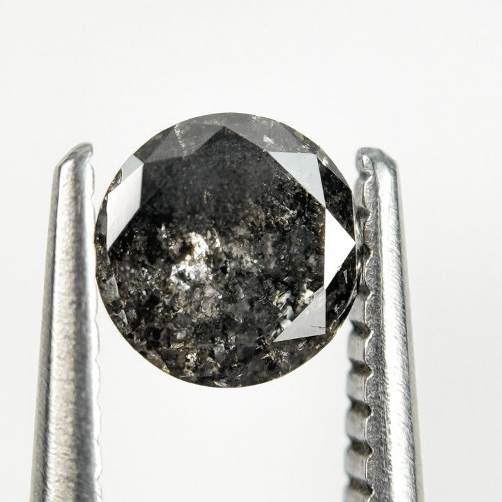 0.57 Ct Round Brilliant Cut Grey Natural Salt and Pepper Diamond