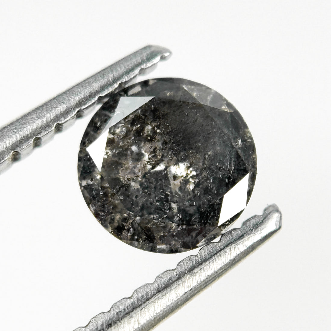 0.57 Ct Round Brilliant Cut Grey Natural Salt and Pepper Diamond