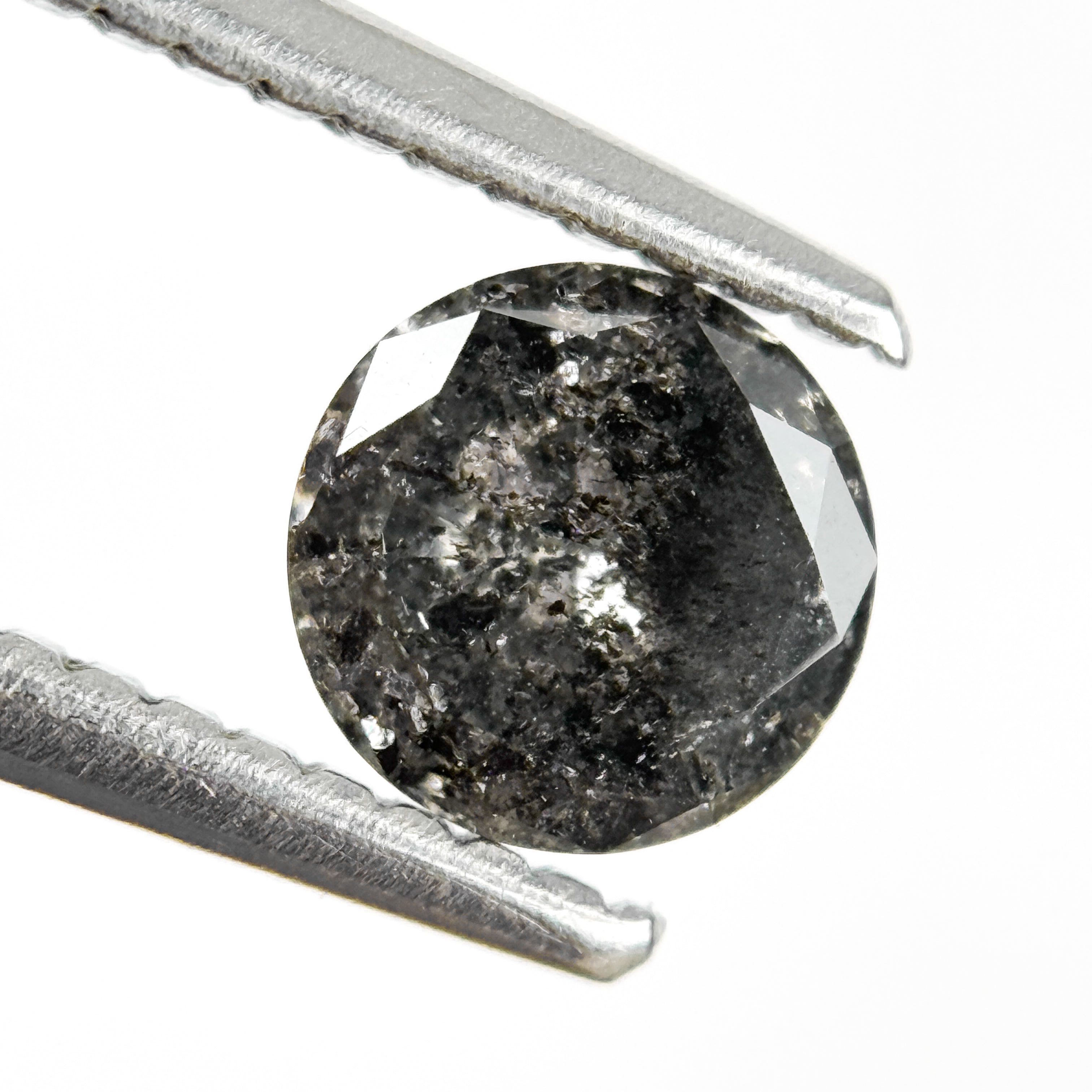 0.57 Ct Round Brilliant Cut Grey Natural Salt and Pepper Diamond
