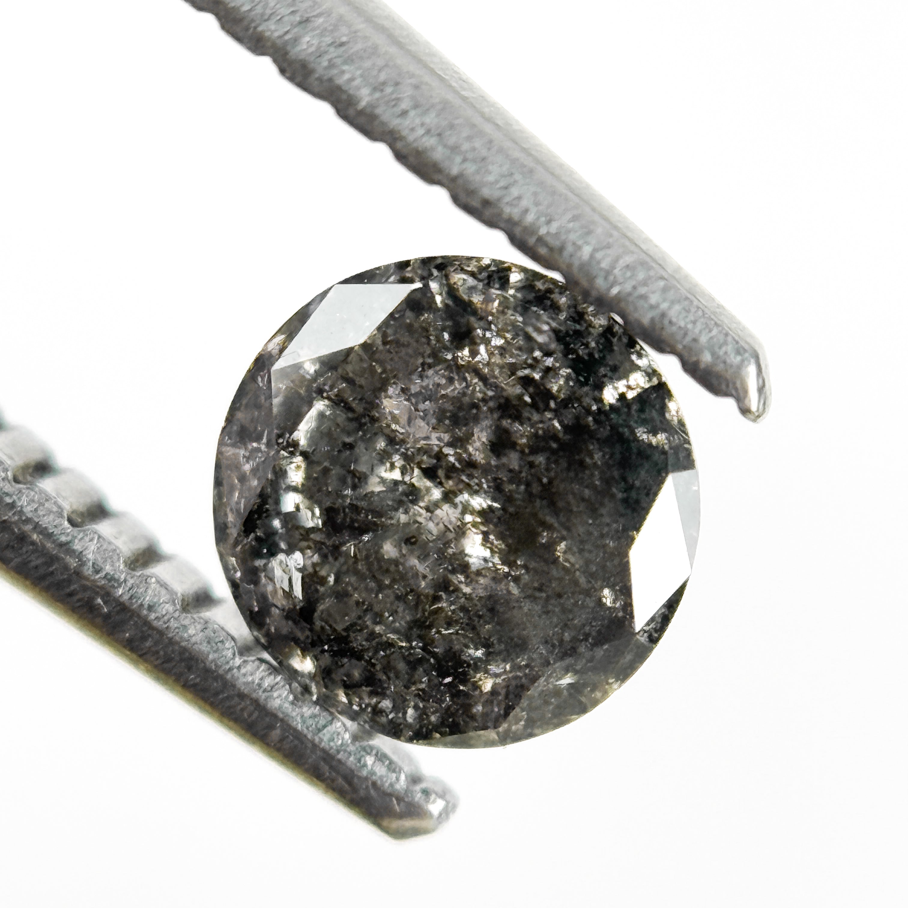 0.57 Ct Round Brilliant Cut Grey Natural Galaxy Diamond