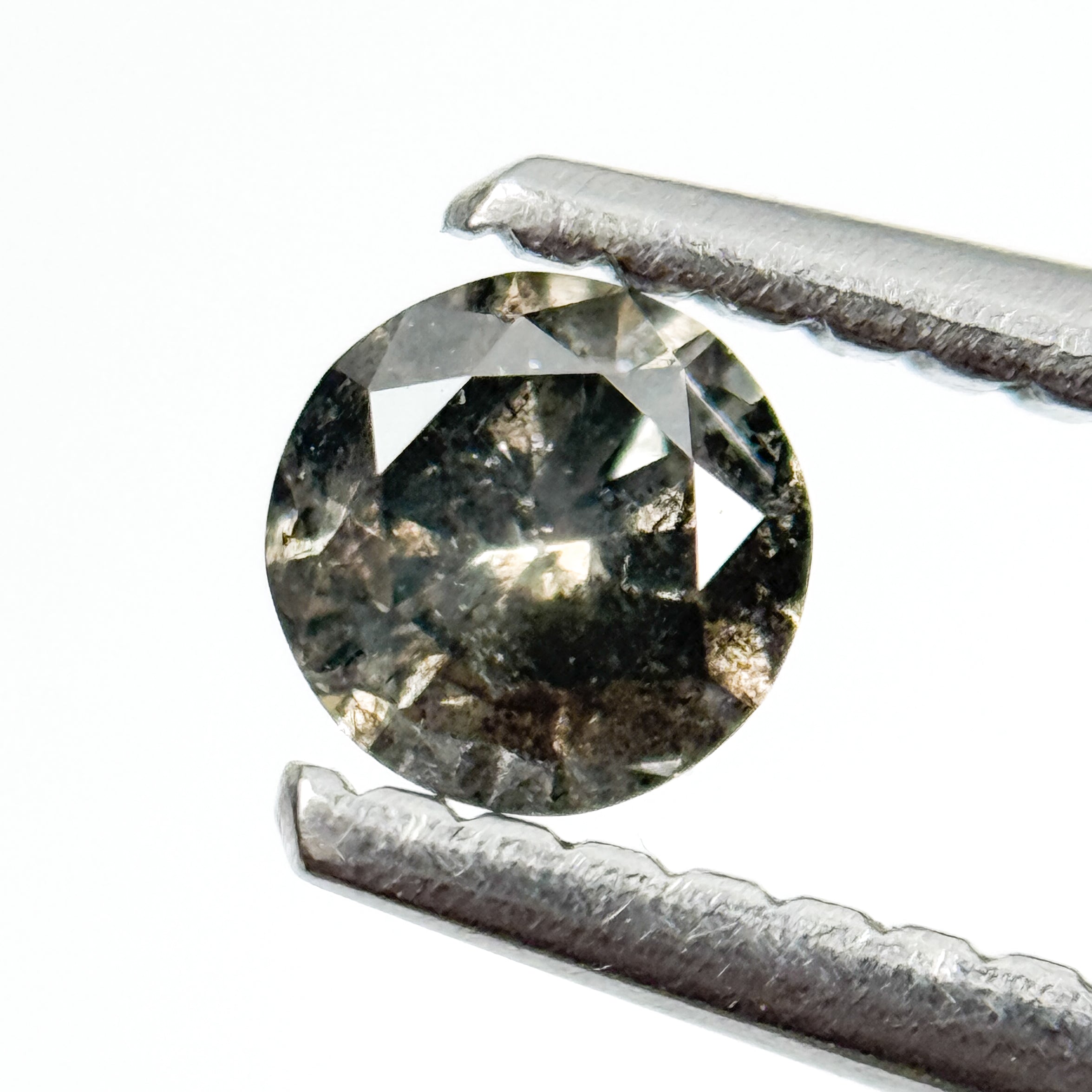 0.27 Ct Round Brilliant Cut Grey Natural Salt and Pepper Diamond