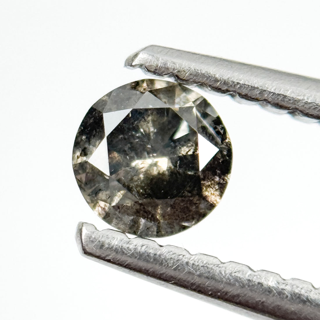 4 MM Round Brilliant Cut Grey Natural Salt and Pepper Diamond