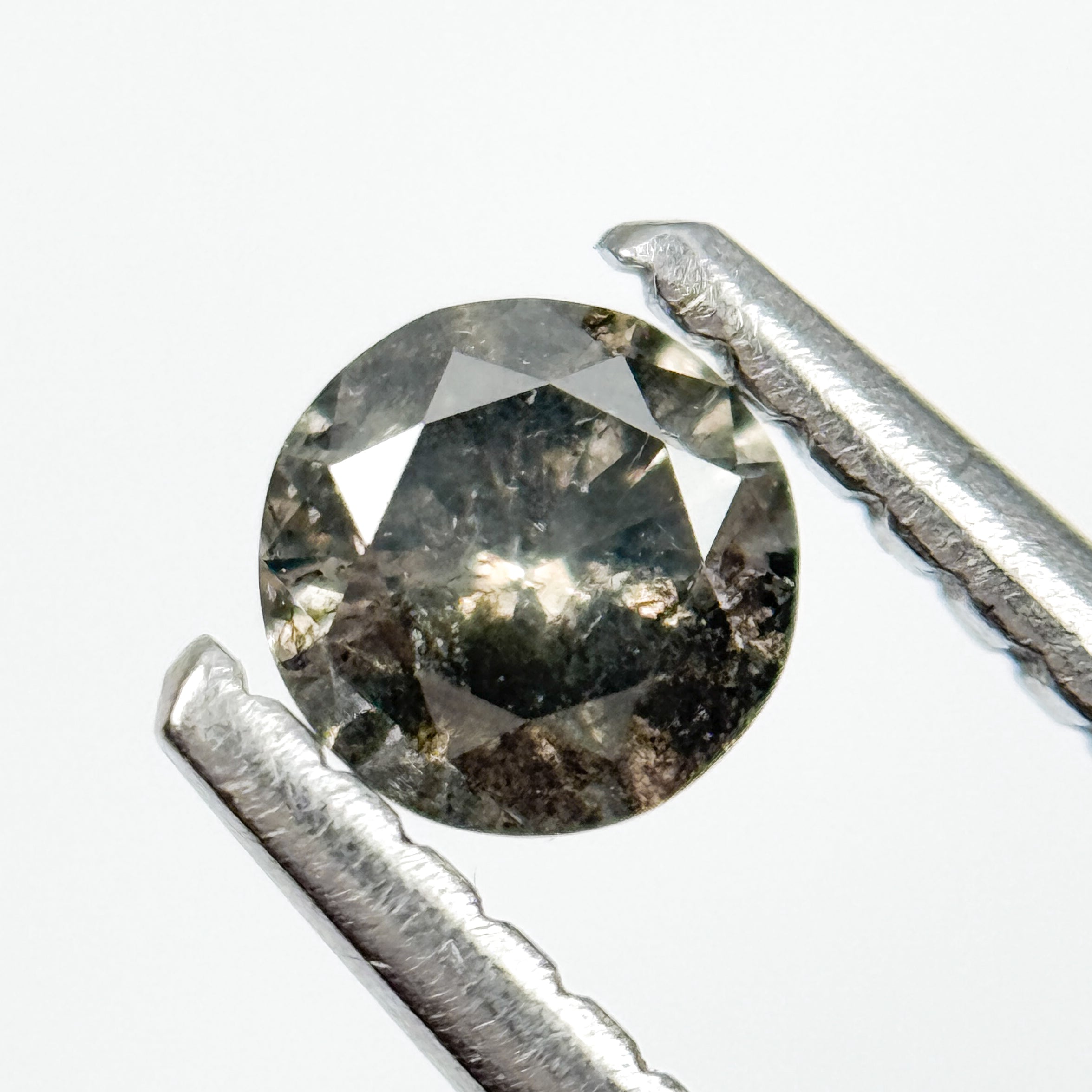4 MM Round Brilliant Cut Grey Natural Salt and Pepper Diamond