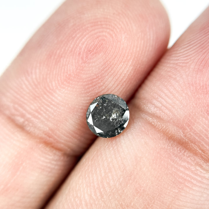 0.57 Ct Round Brilliant Cut Grey Natural Galaxy Diamond