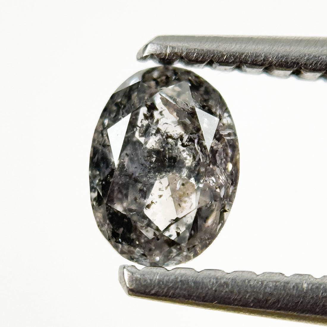 0.50 Ct Oval Rose Cut Grey Natural Salt and Pepper Diamond